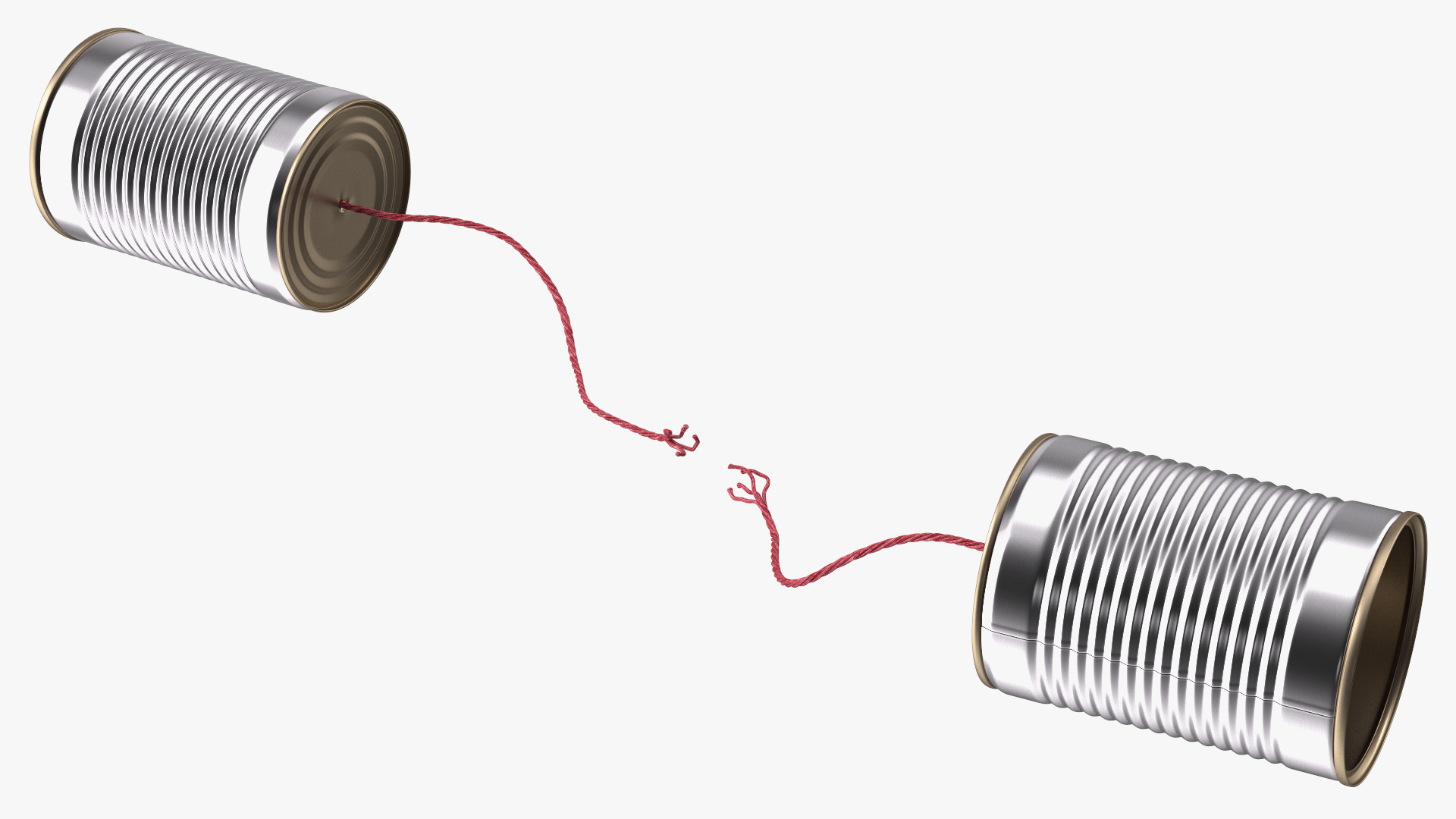 3D model Tin Can Phone with Torn String