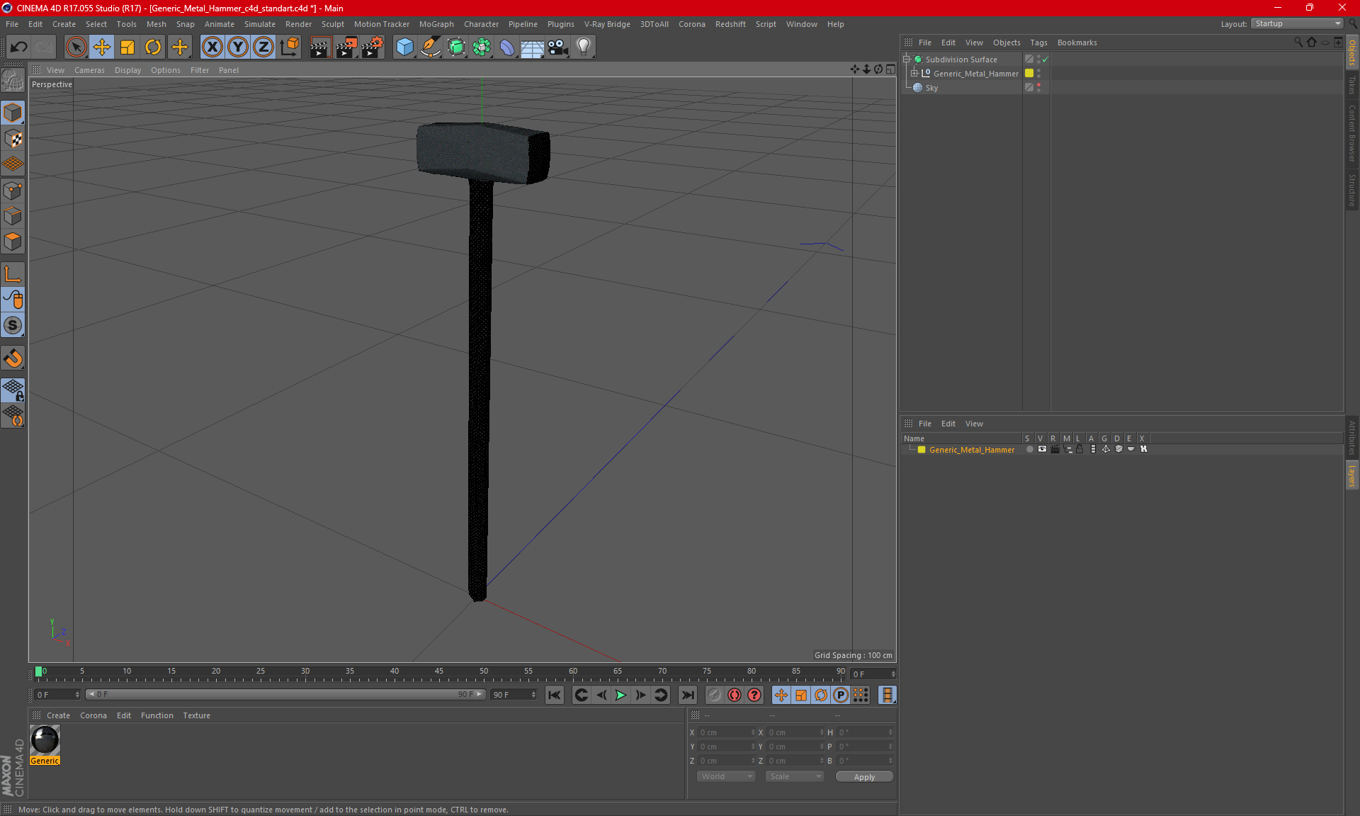 3D model Generic Metal Hammer