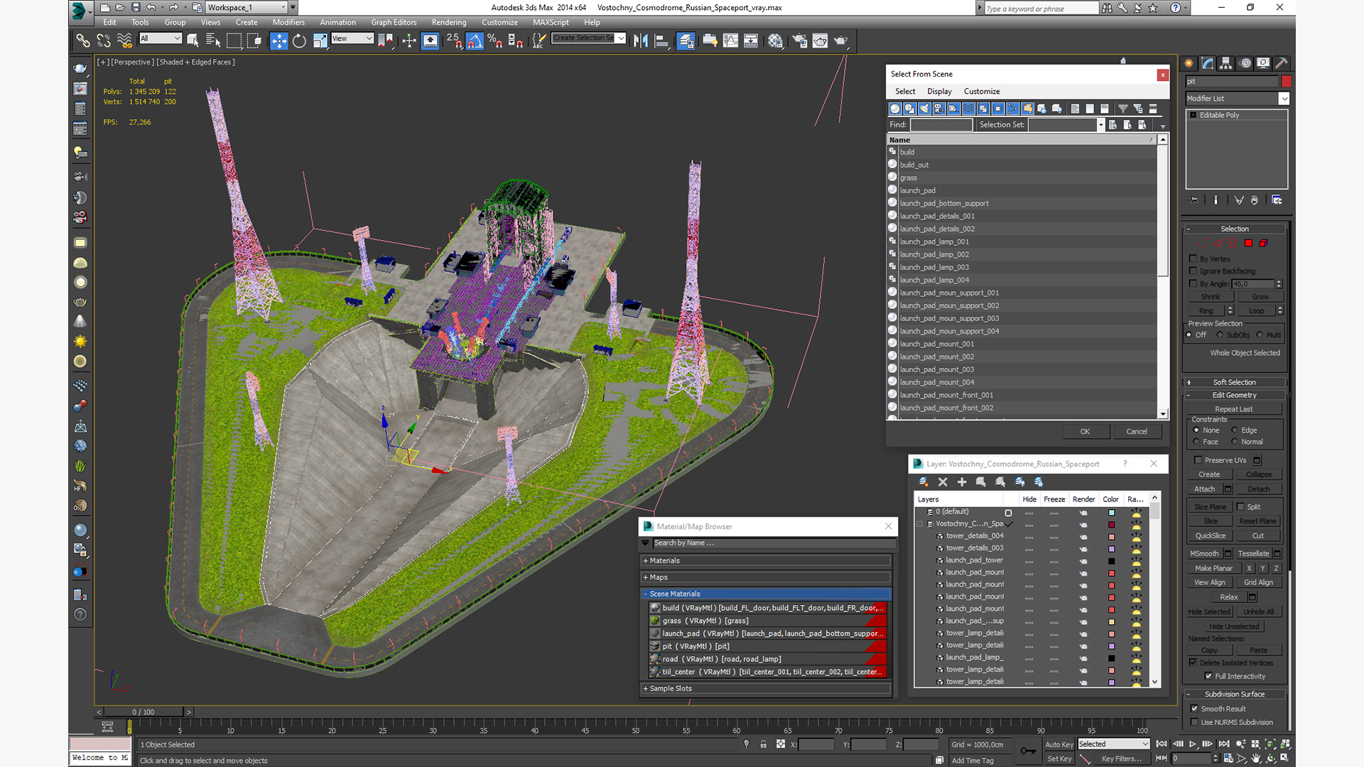 3D Vostochny Cosmodrome Russian Spaceport model