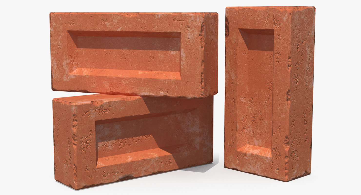 3D Various Red Bricks model
