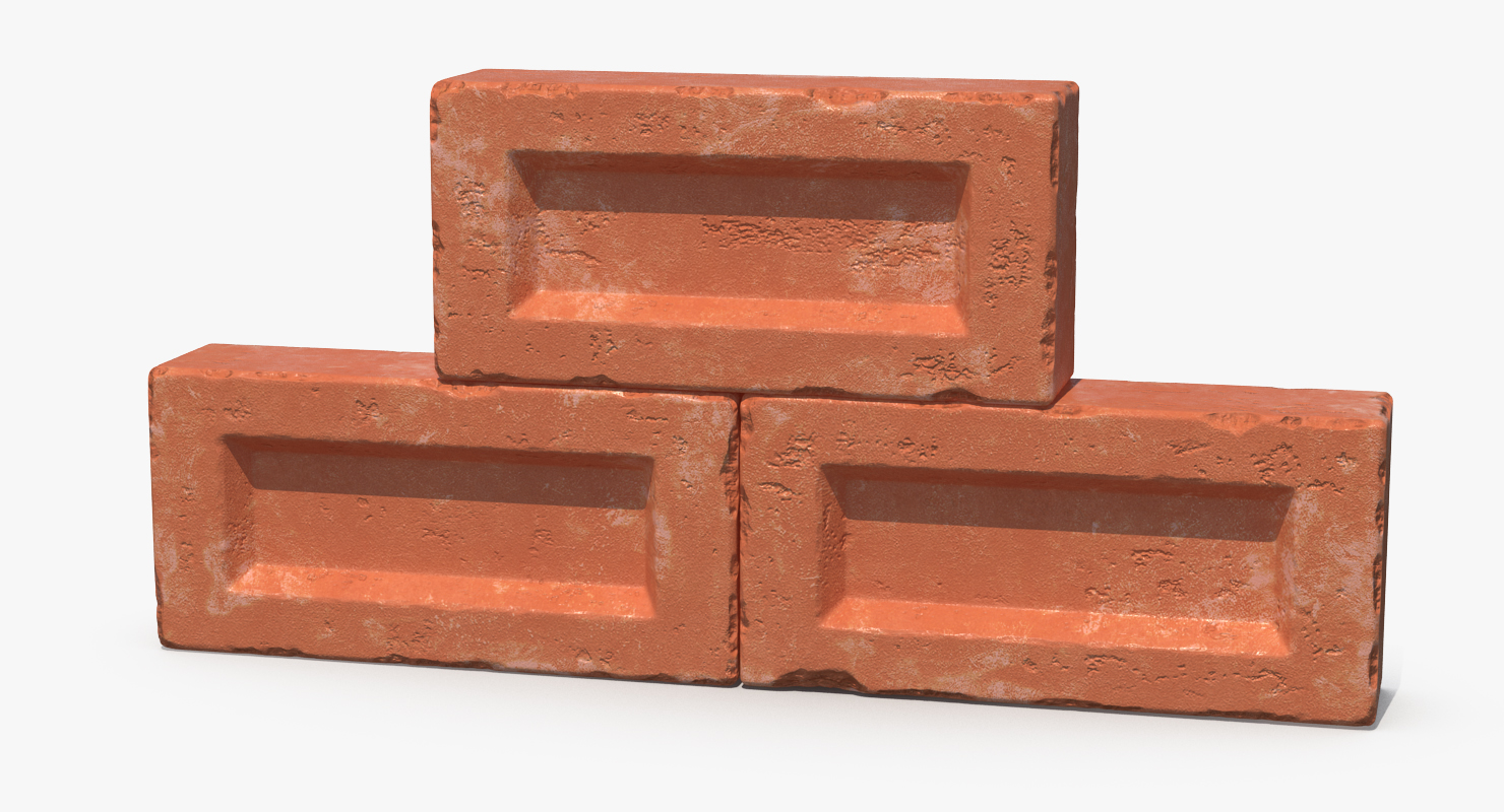 3D Various Red Bricks model