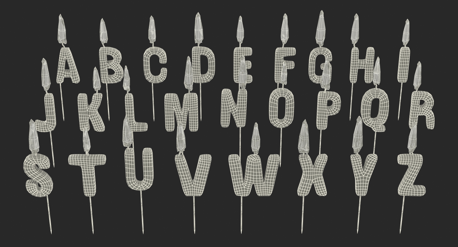 3D model Alphabet Birthday Candles Set with Flame