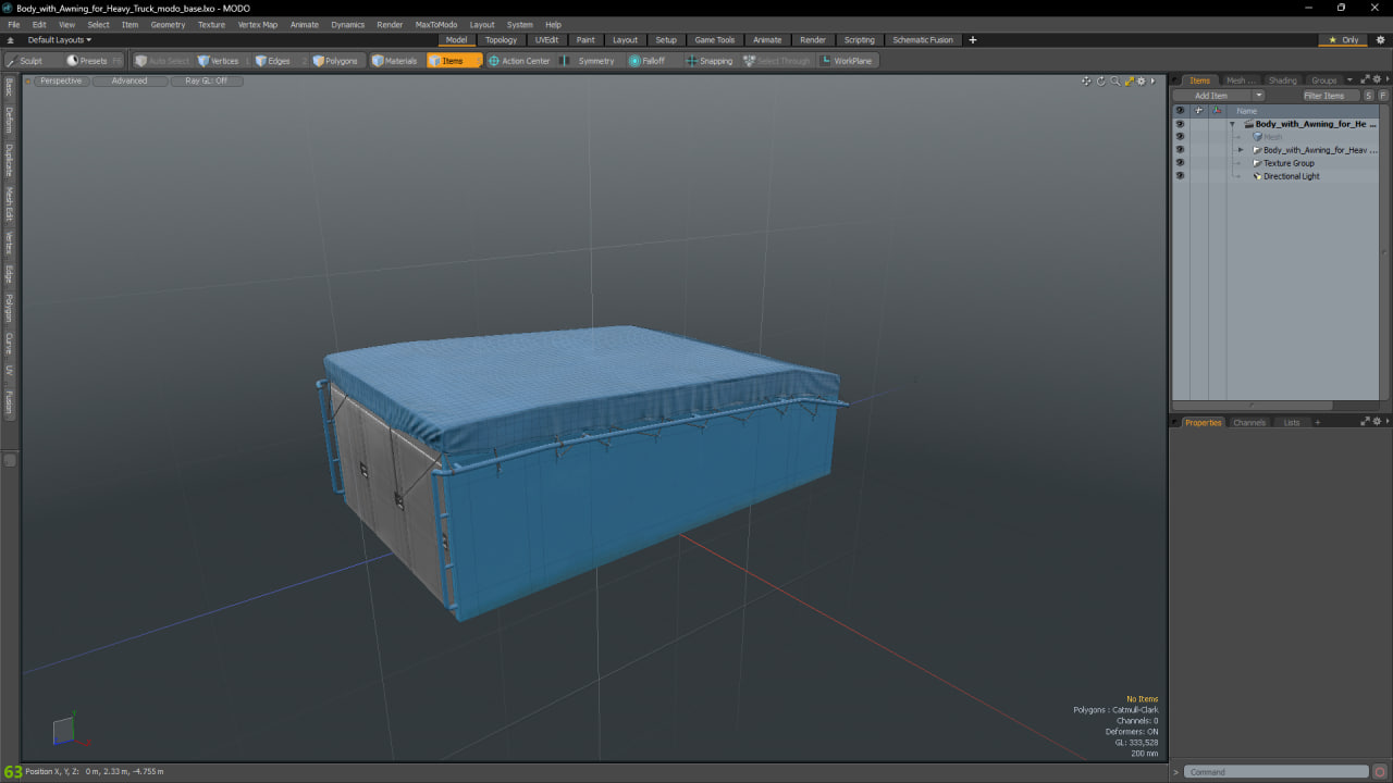 Body with Awning for Heavy Truck 3D