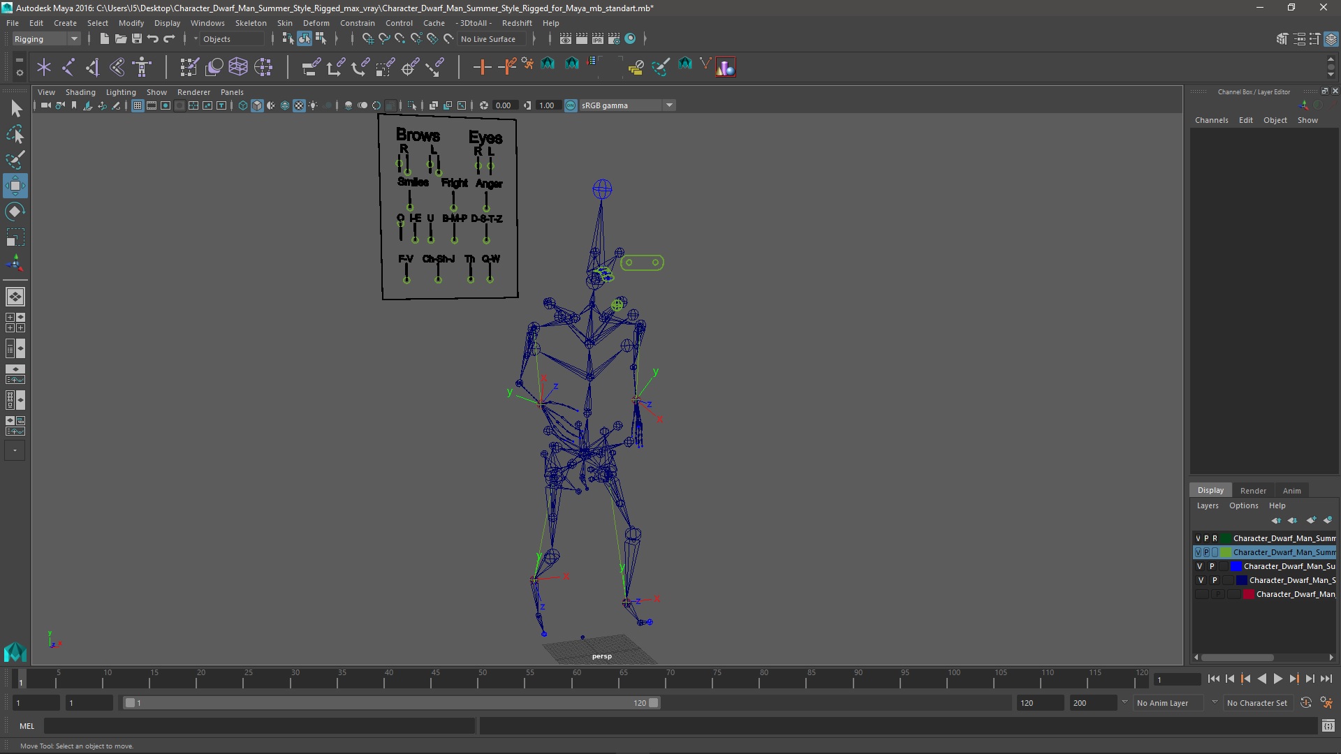 3D Character Dwarf Man Summer Style Rigged for Maya model
