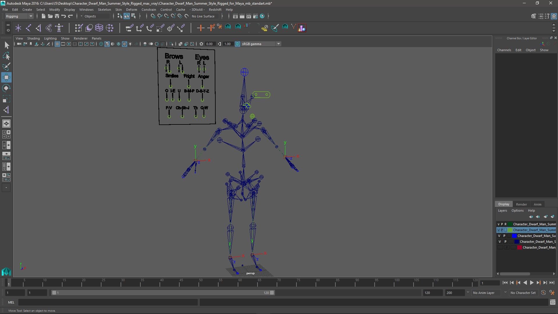 3D Character Dwarf Man Summer Style Rigged for Maya model