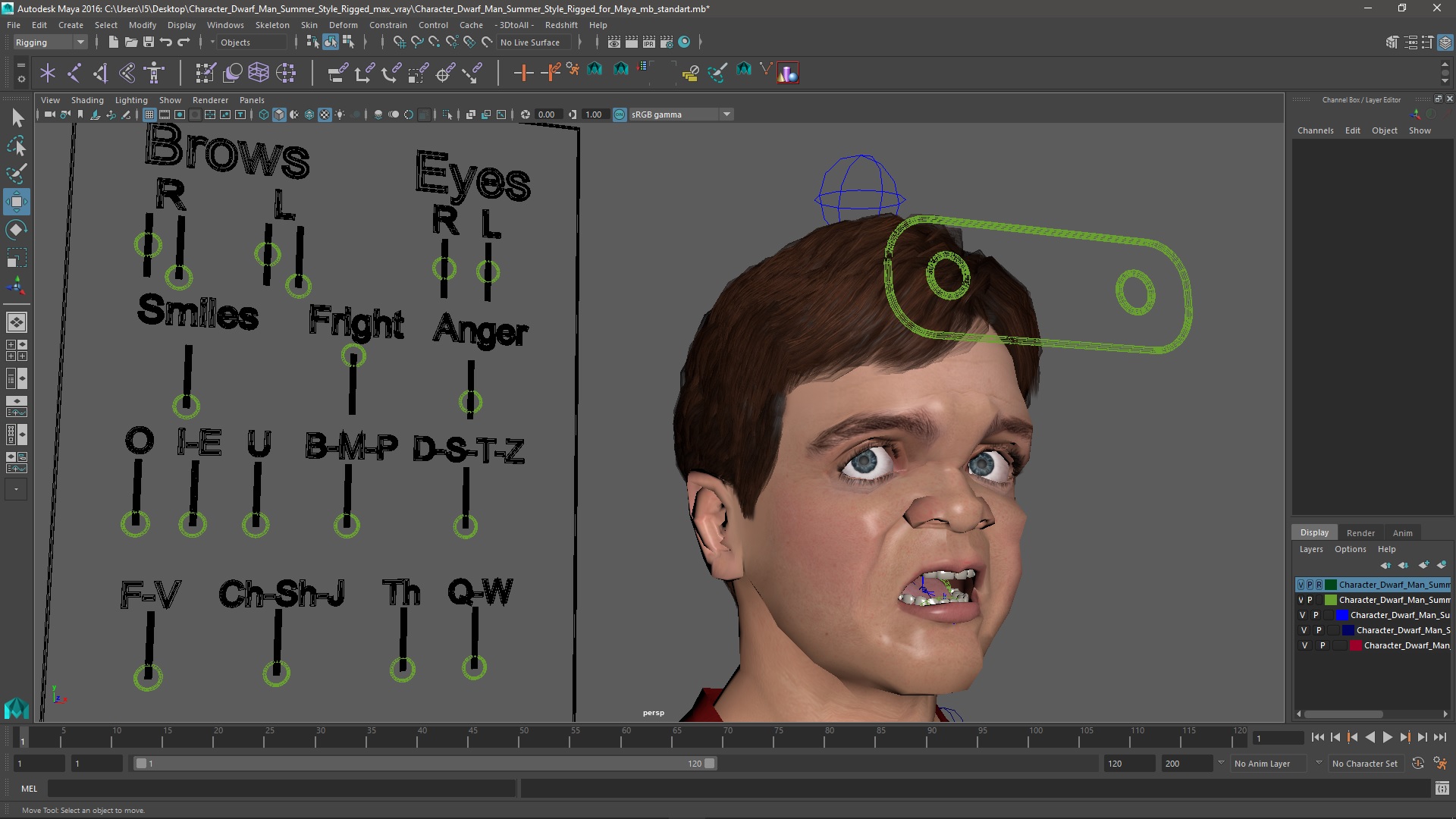 3D Character Dwarf Man Summer Style Rigged for Maya model