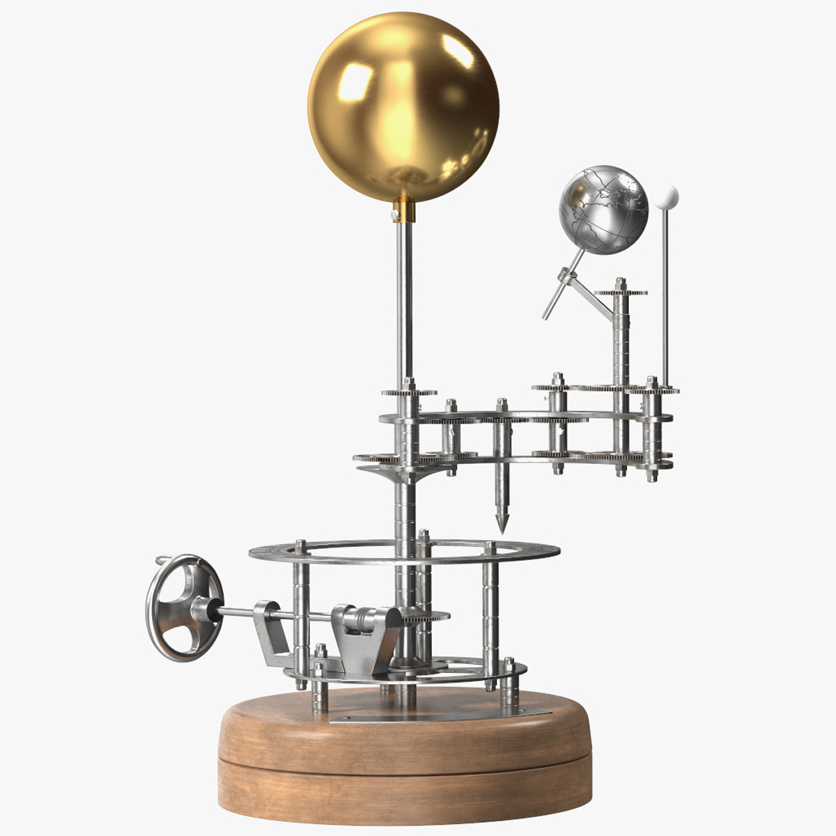 Steel Antique Orrery Solar System Rigged for Maya 3D model