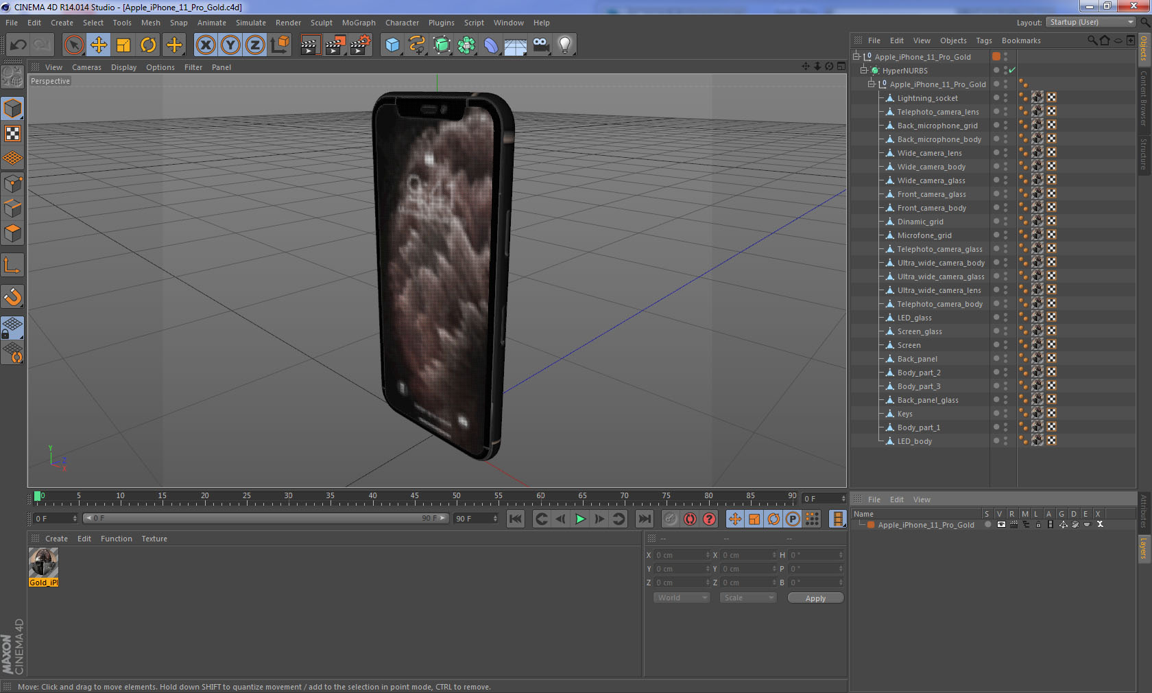 Apple iPhone 11 Pro Gold 3D model