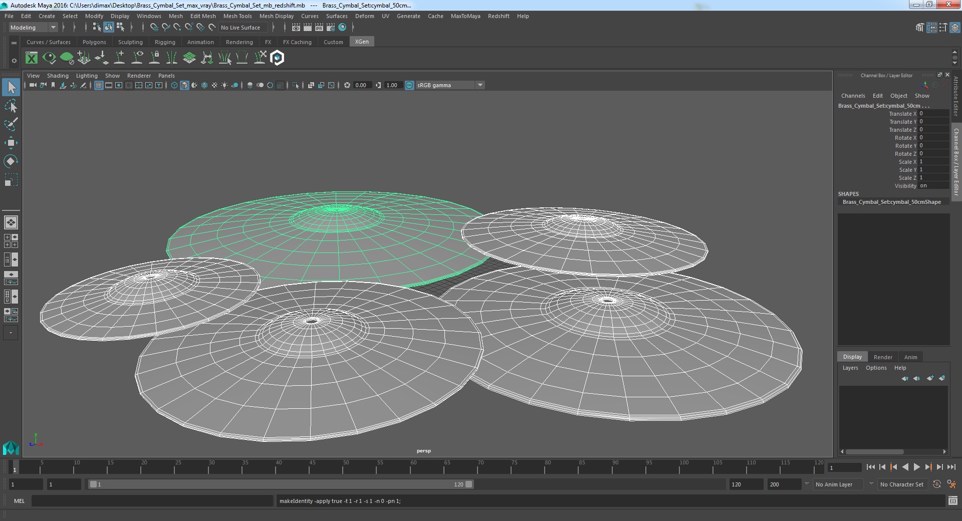 3D Brass Cymbal Set