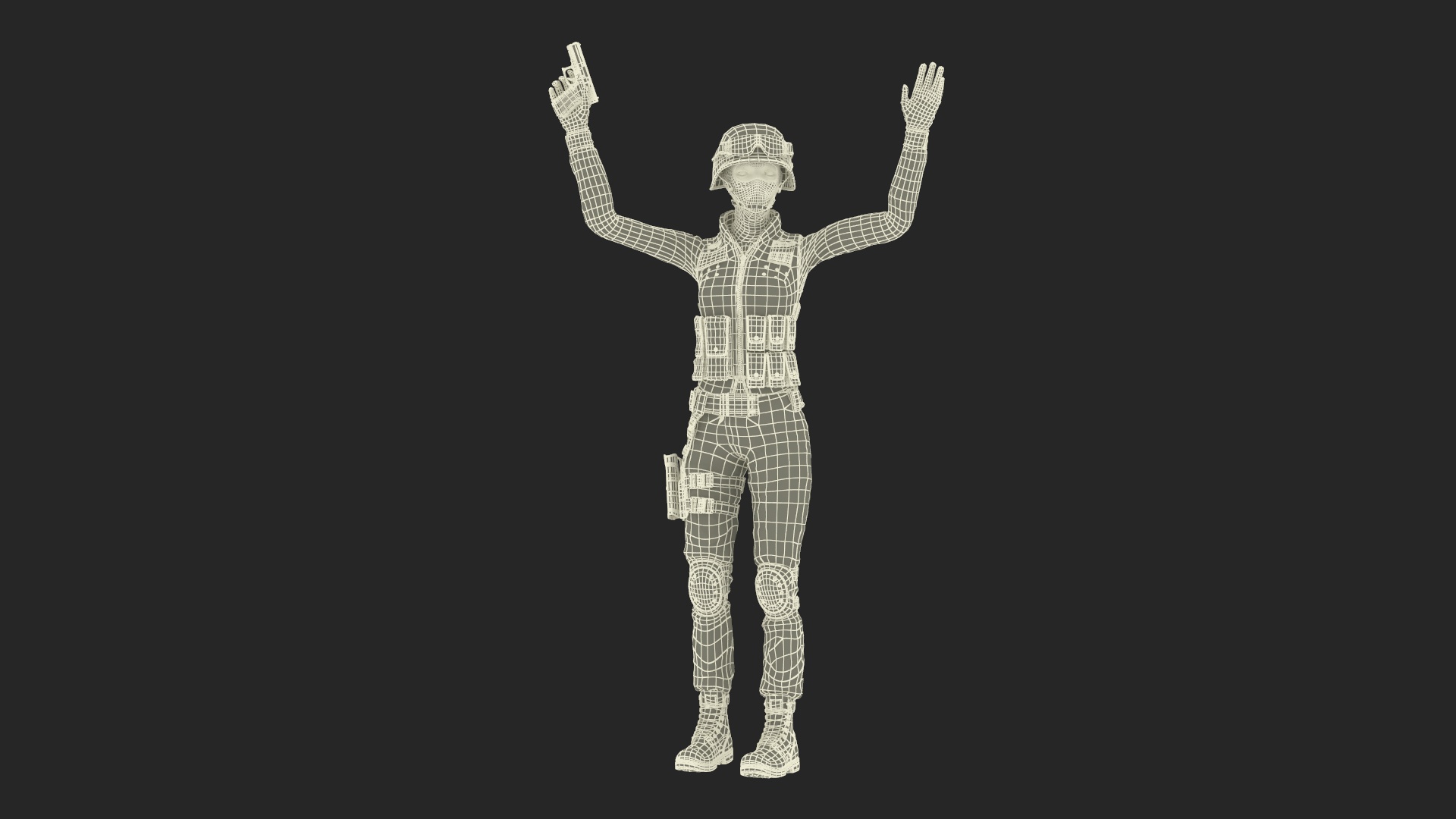 3D Tactical Police Officer Woman with Handgun Rigged for Cinema 4D model