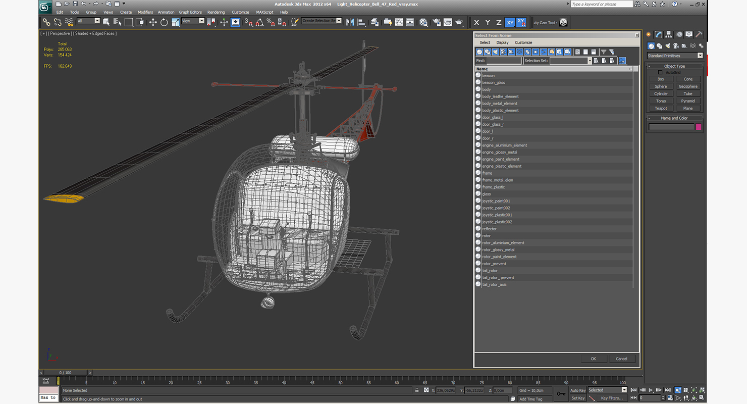 3D Light Helicopter Bell 47 Red model