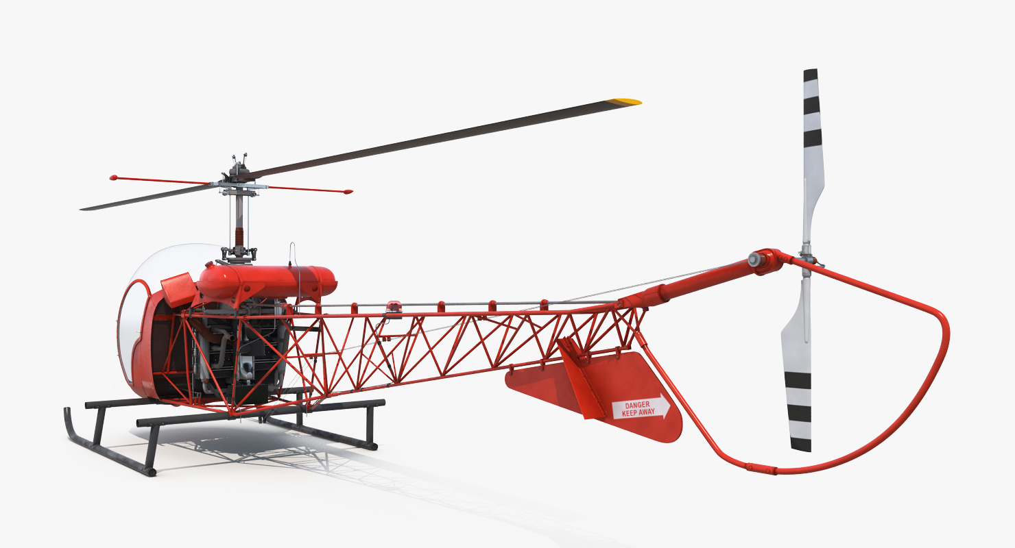 3D Light Helicopter Bell 47 Red model