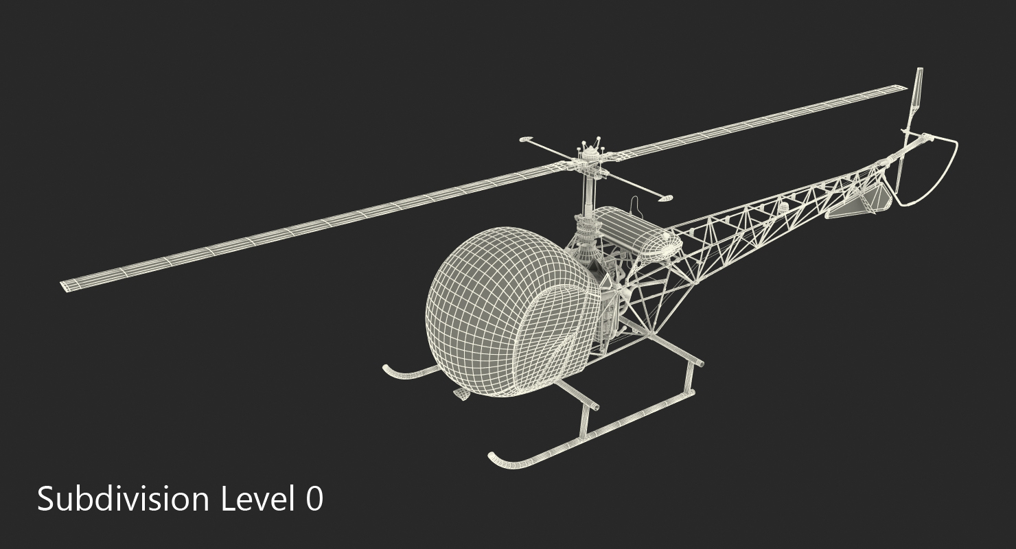 3D Light Helicopter Bell 47 Red model