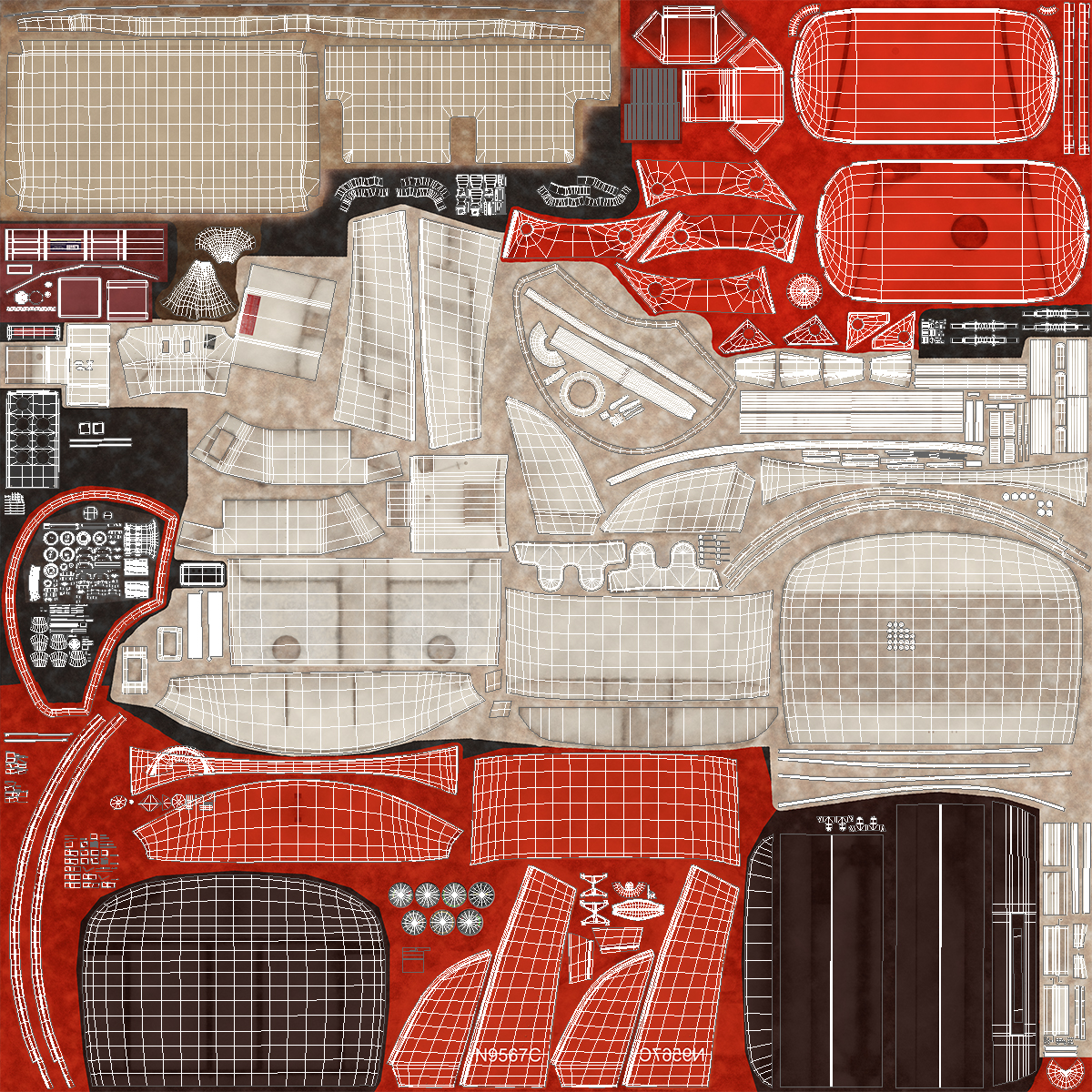 3D Light Helicopter Bell 47 Red model