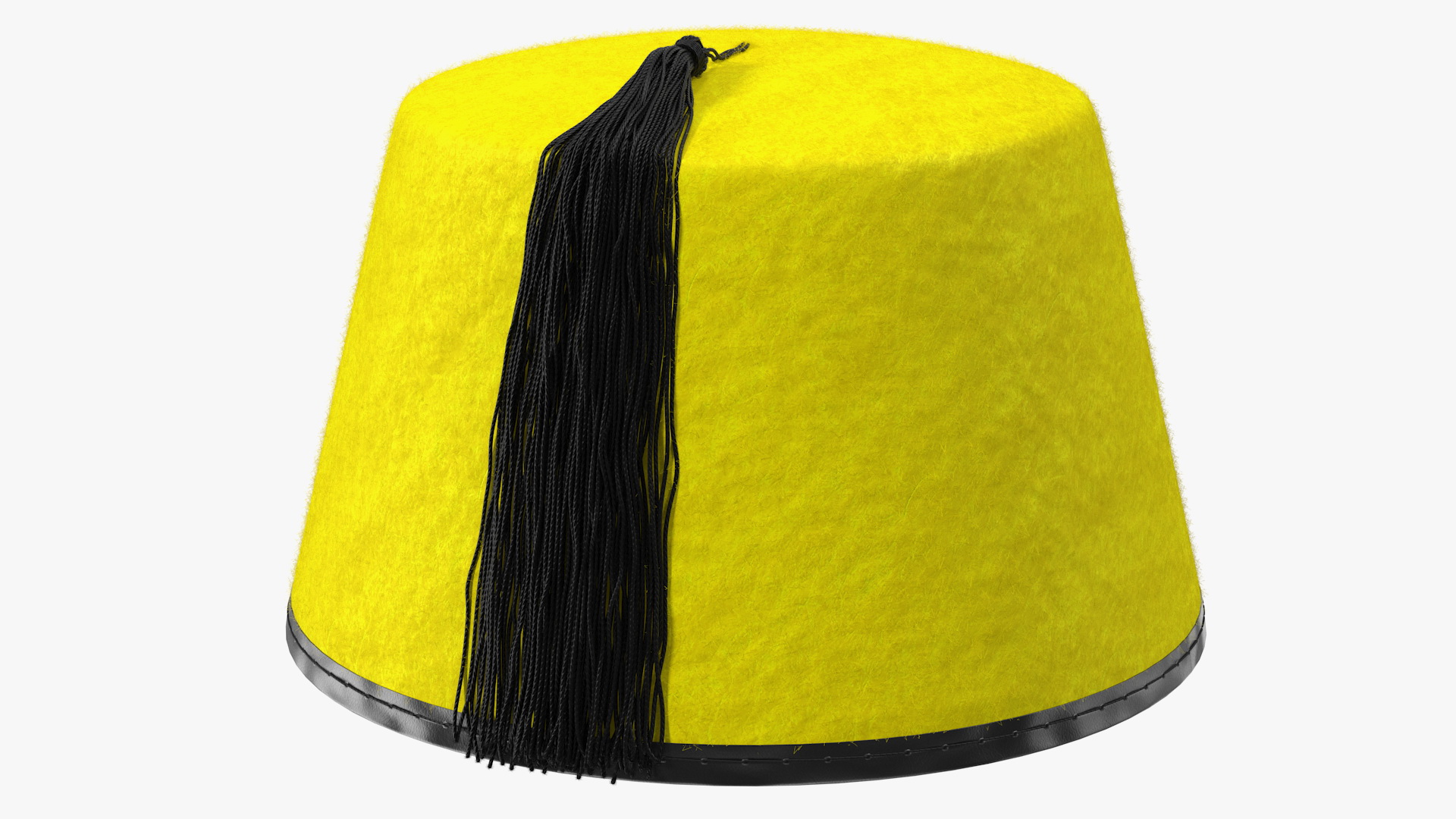 3D model Traditional Arabic Yellow Fez Hat With Black Tassel Fur