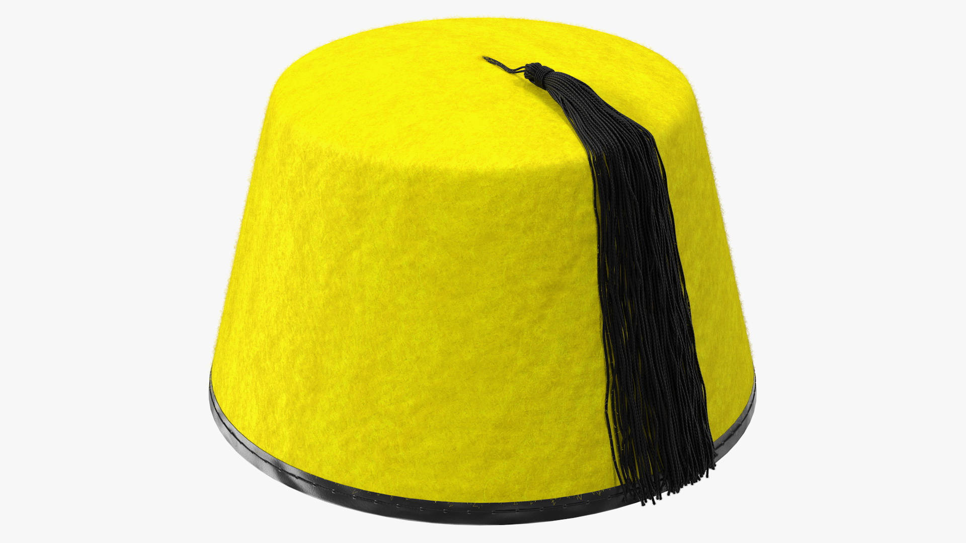 3D model Traditional Arabic Yellow Fez Hat With Black Tassel Fur