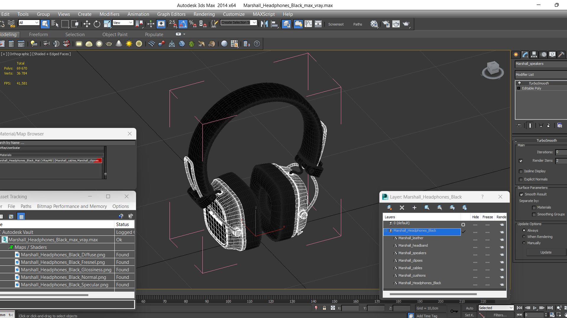 3D model Marshall Headphones Black
