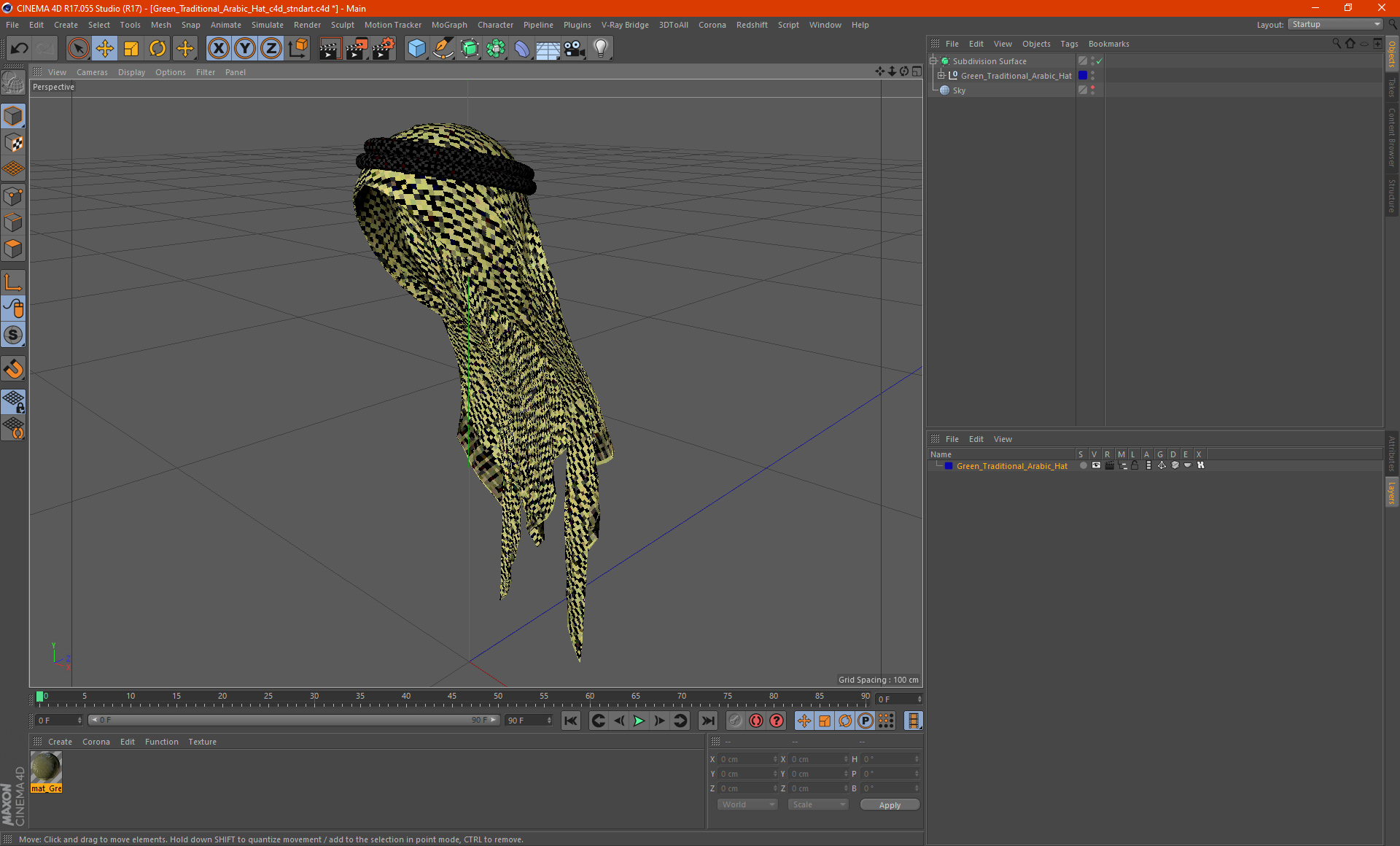3D Green Traditional Arabic Hat model