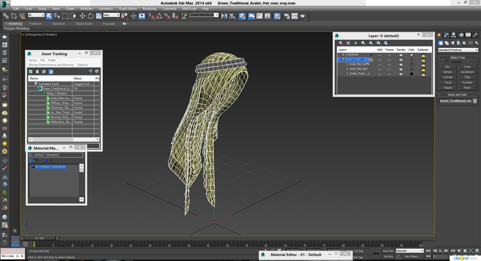3D Green Traditional Arabic Hat model