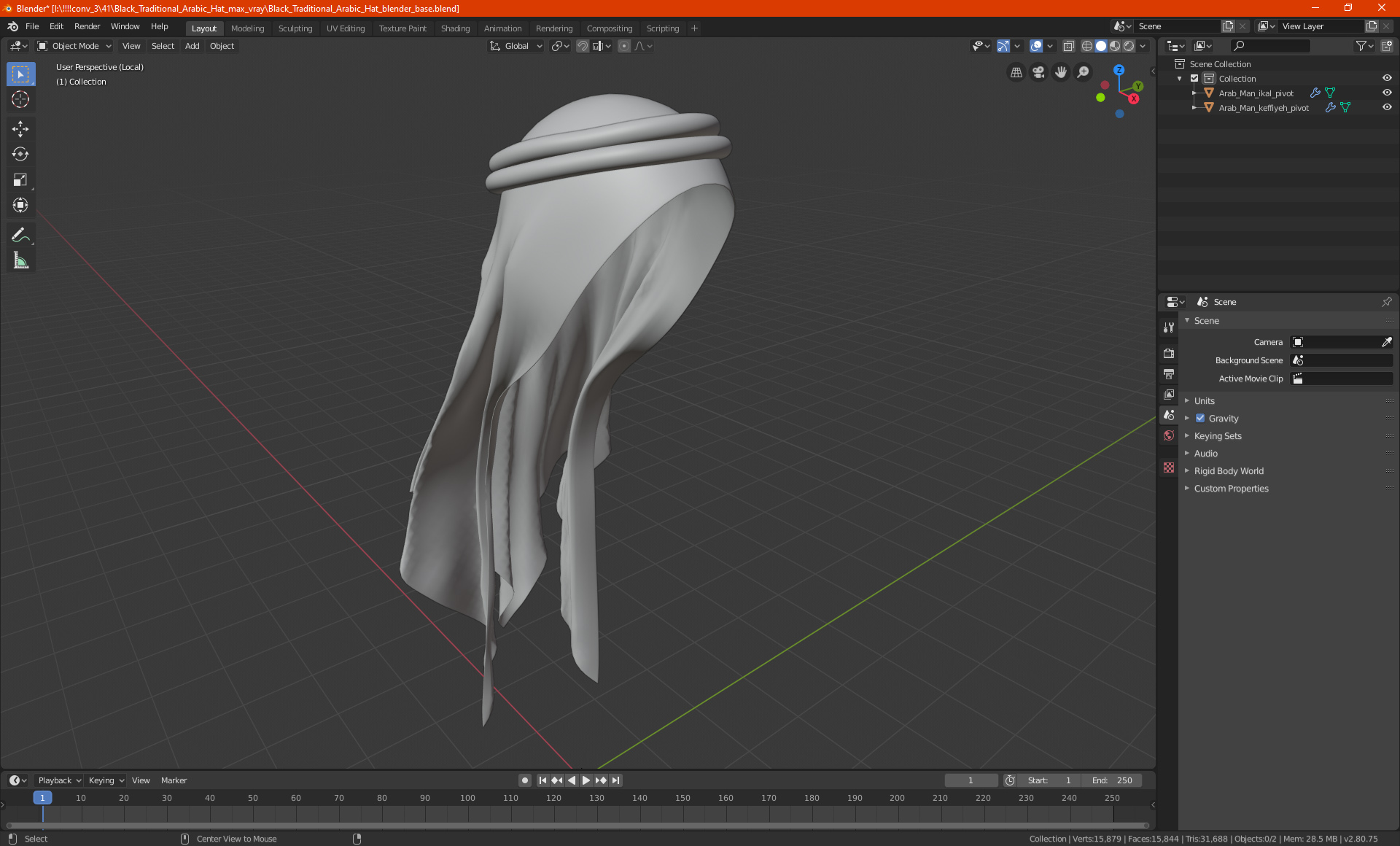 3D Green Traditional Arabic Hat model