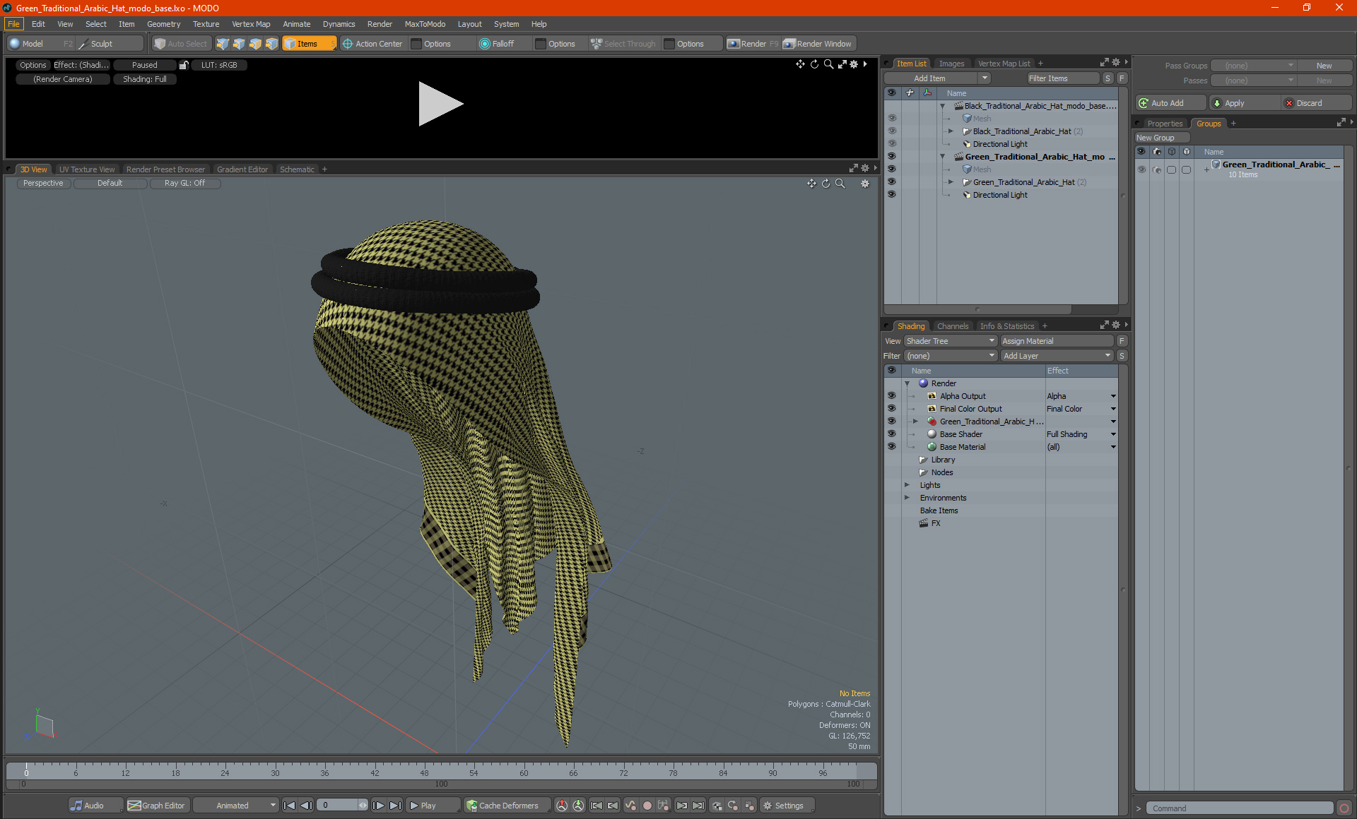 3D Green Traditional Arabic Hat model