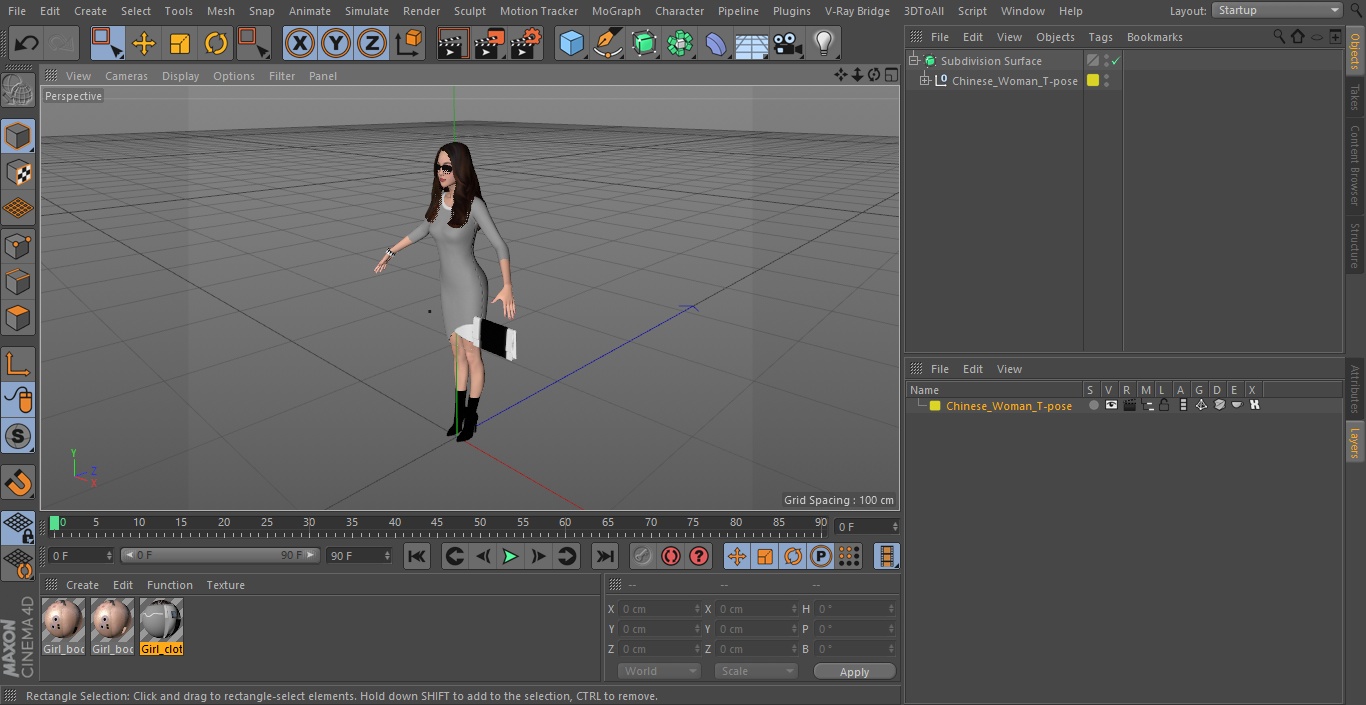 3D model Chinese Woman T-pose