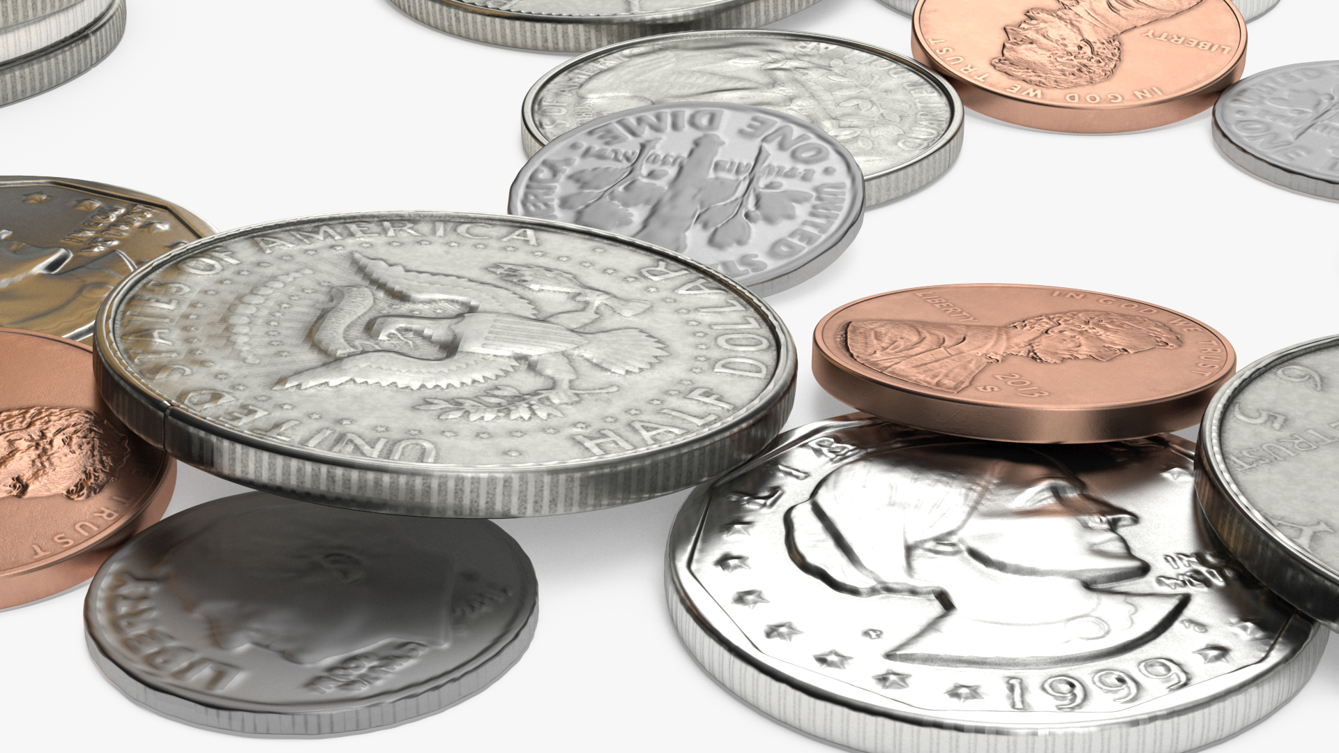 3D Percentage Arrow Graph with Coins model