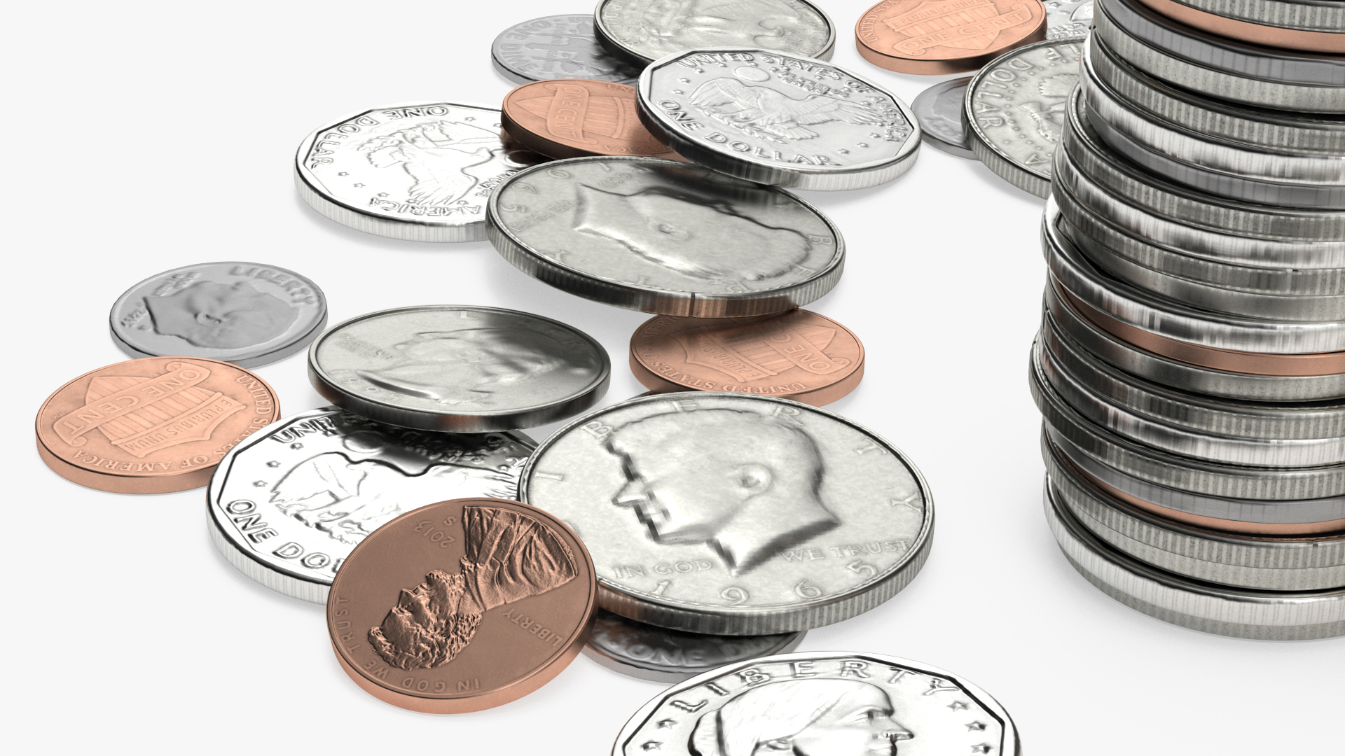 3D Percentage Arrow Graph with Coins model