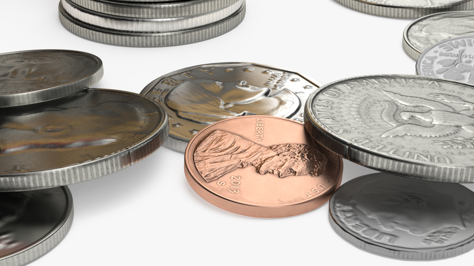 3D Percentage Arrow Graph with Coins model
