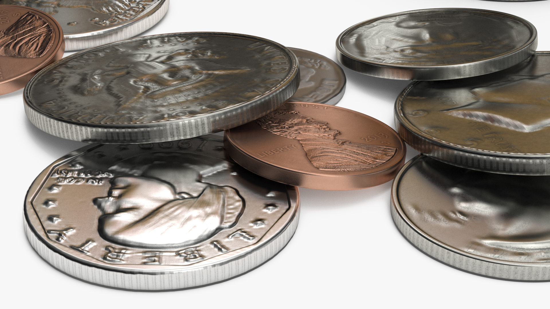 3D Percentage Arrow Graph with Coins model