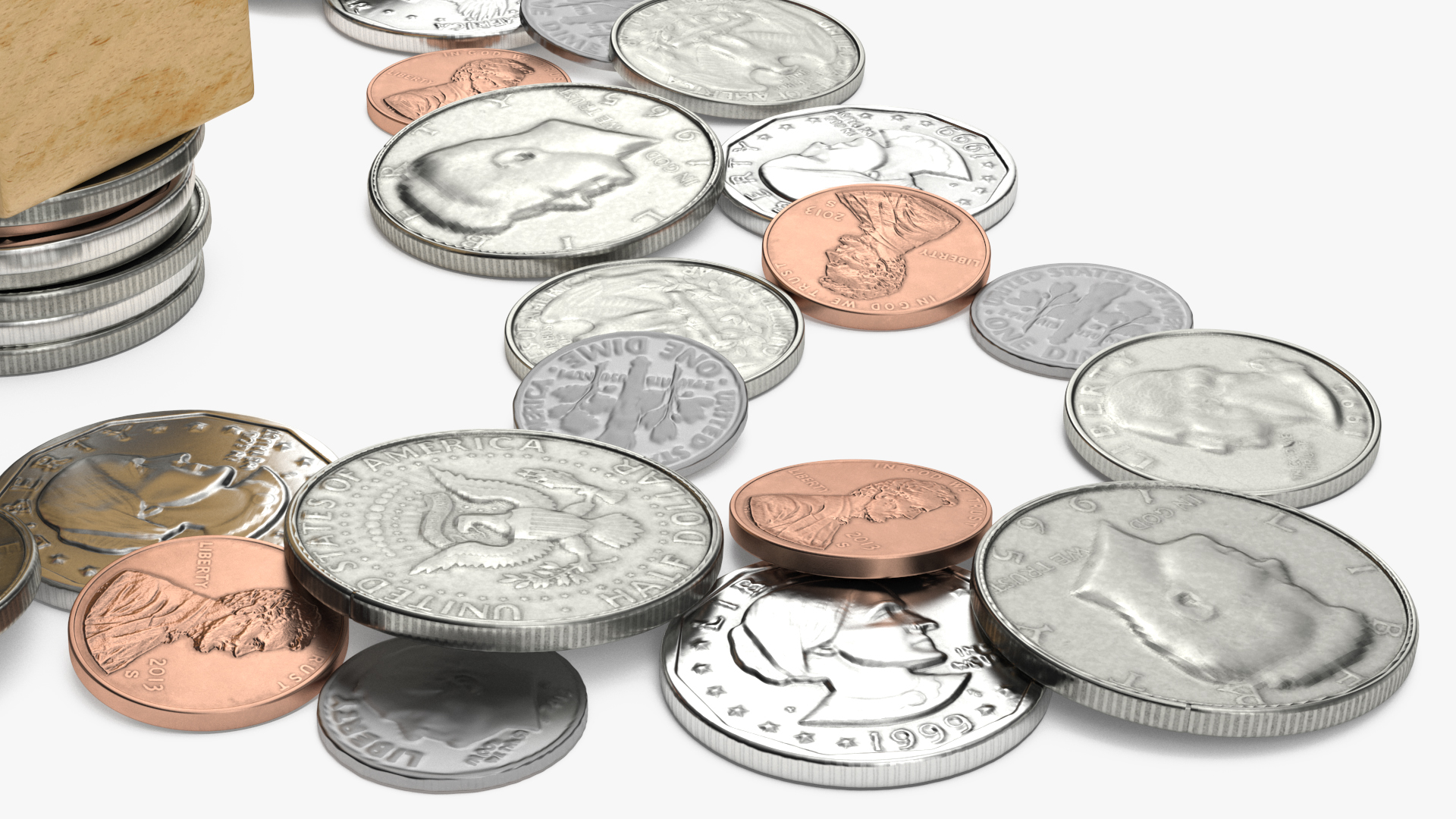 3D Percentage Arrow Graph with Coins model