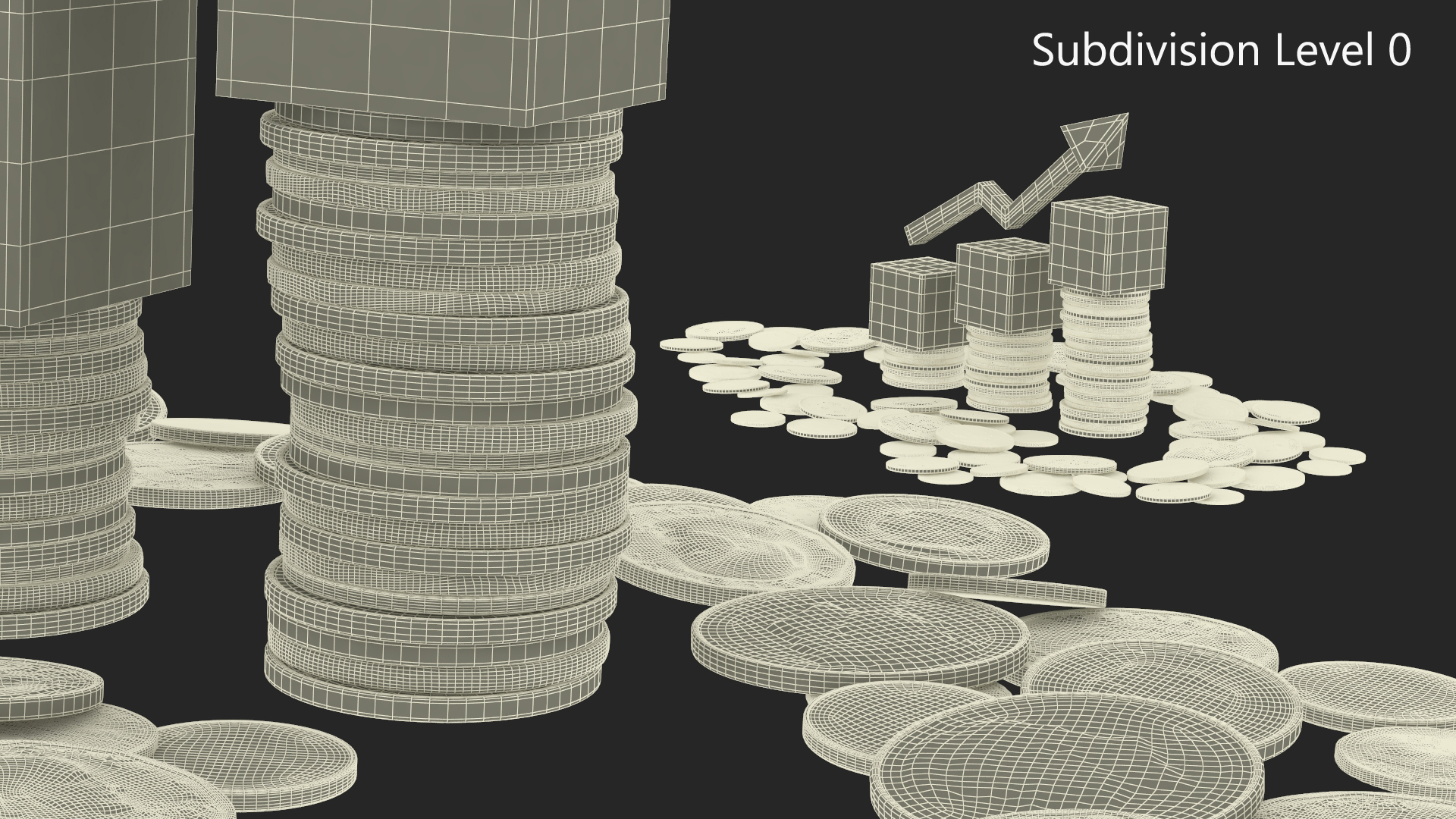 3D Percentage Arrow Graph with Coins model