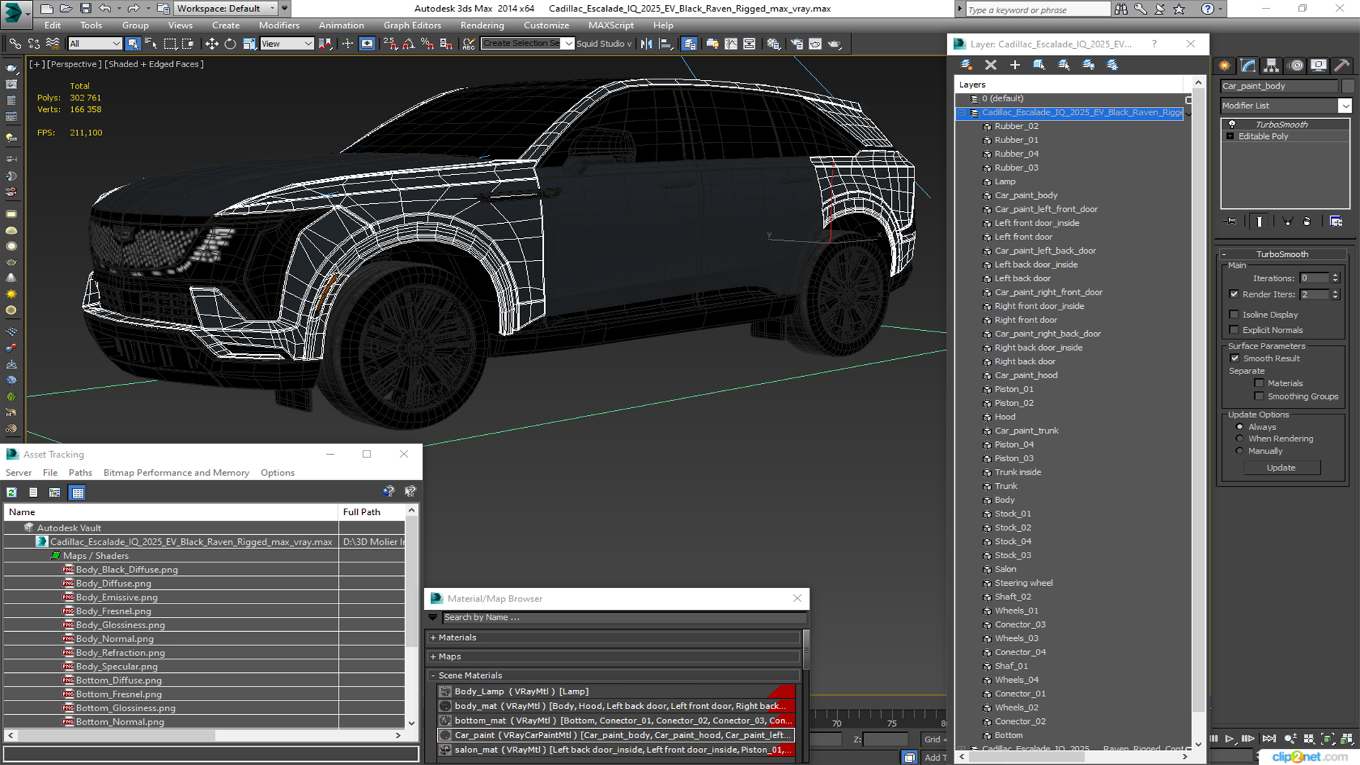 3D Cadillac Escalade IQ 2025 EV Black Raven Rigged for Maya
