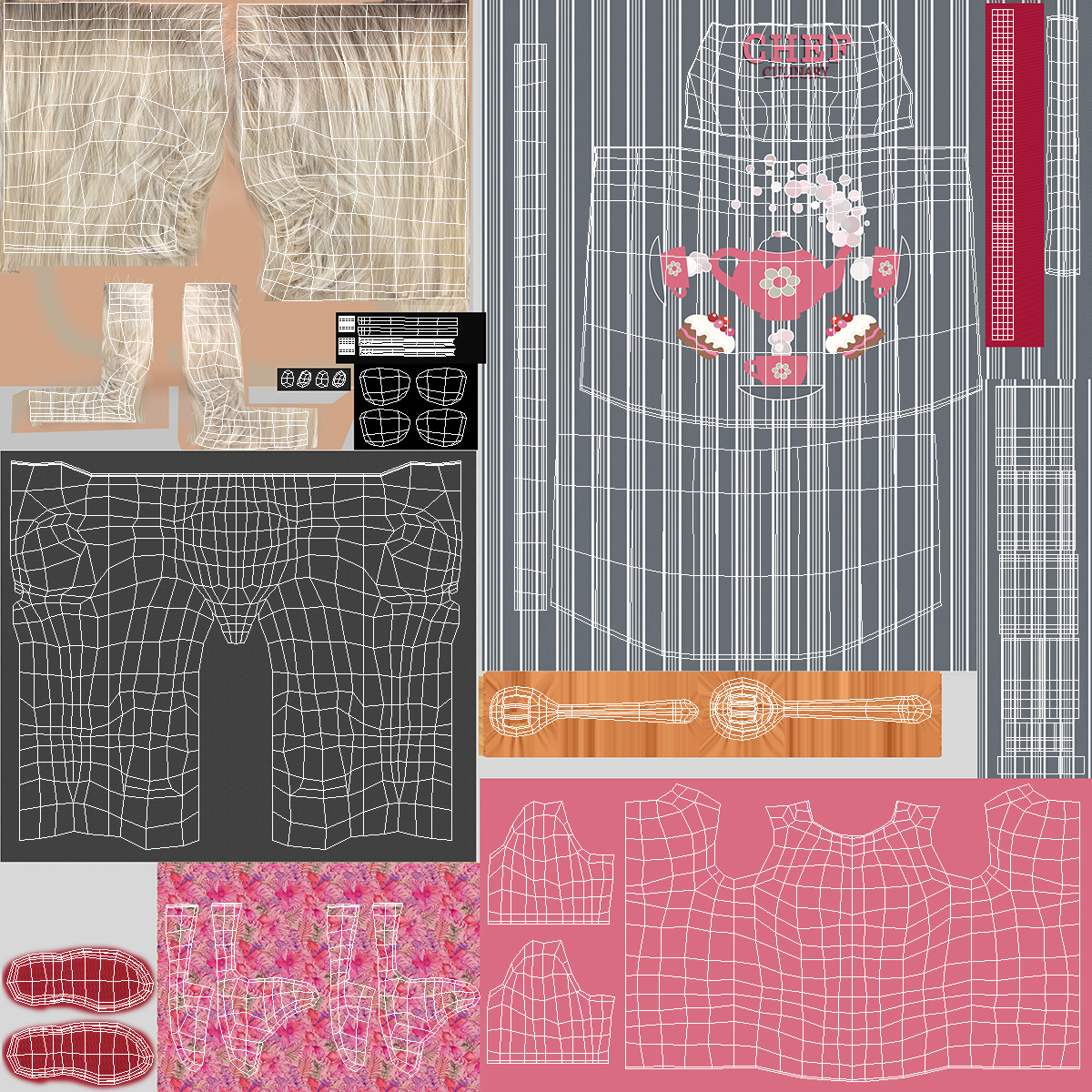 3D model Smiling Elderly Woman Wearing Apron