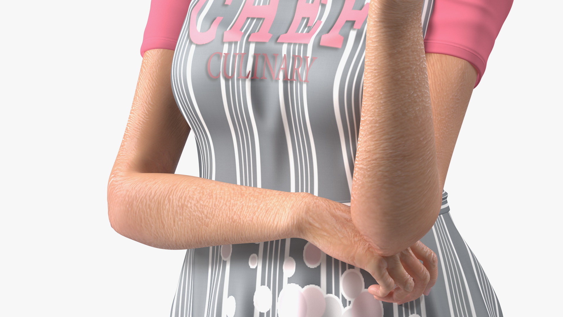 3D model Smiling Elderly Woman Wearing Apron