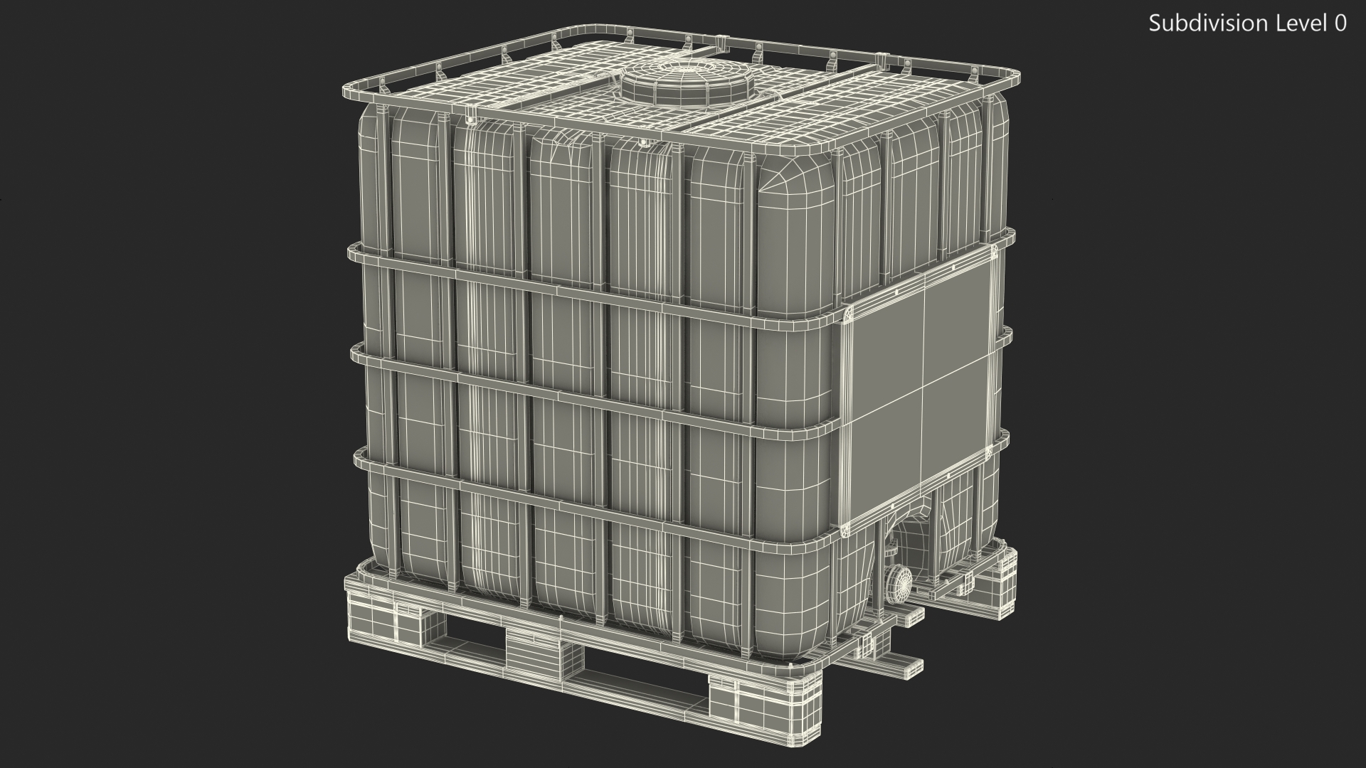 IBC Fluid Container 1000 Litre Wooden Pallet 3D model