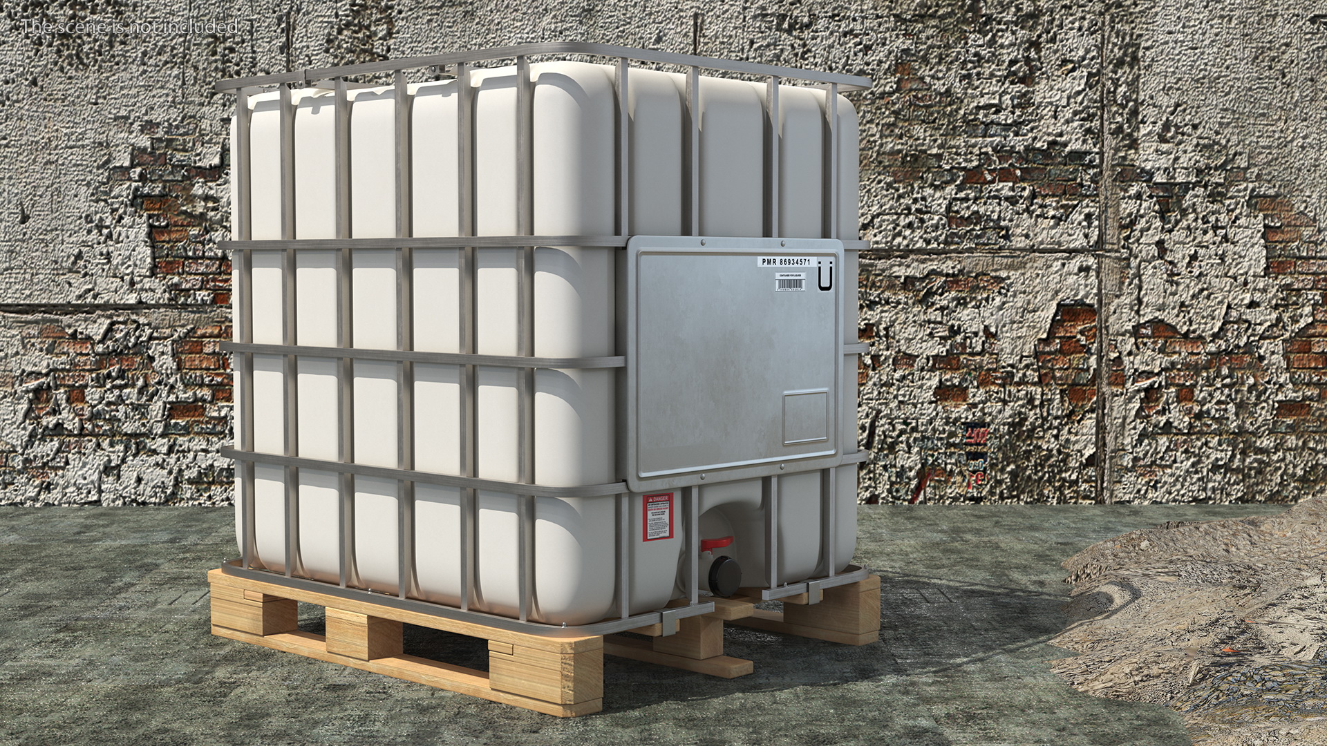 IBC Fluid Container 1000 Litre Wooden Pallet 3D model