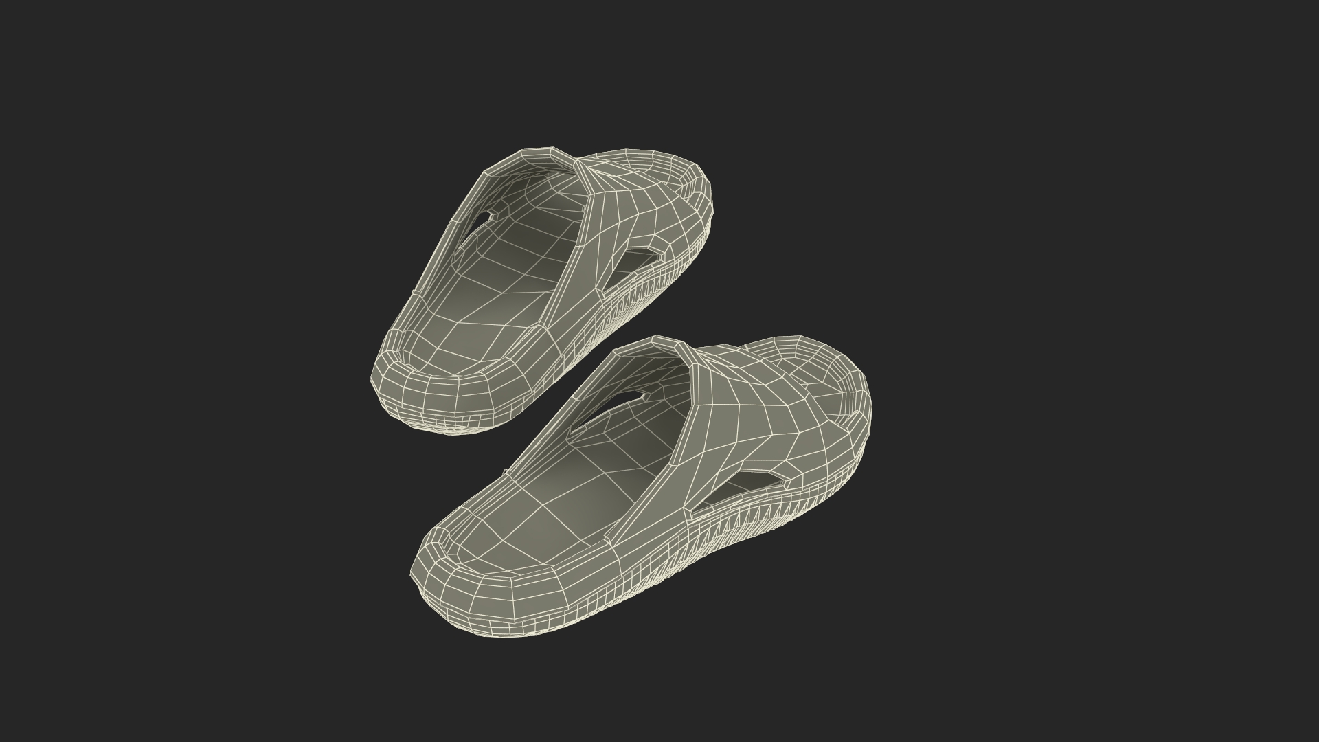3D Casual Flip Flops Black model