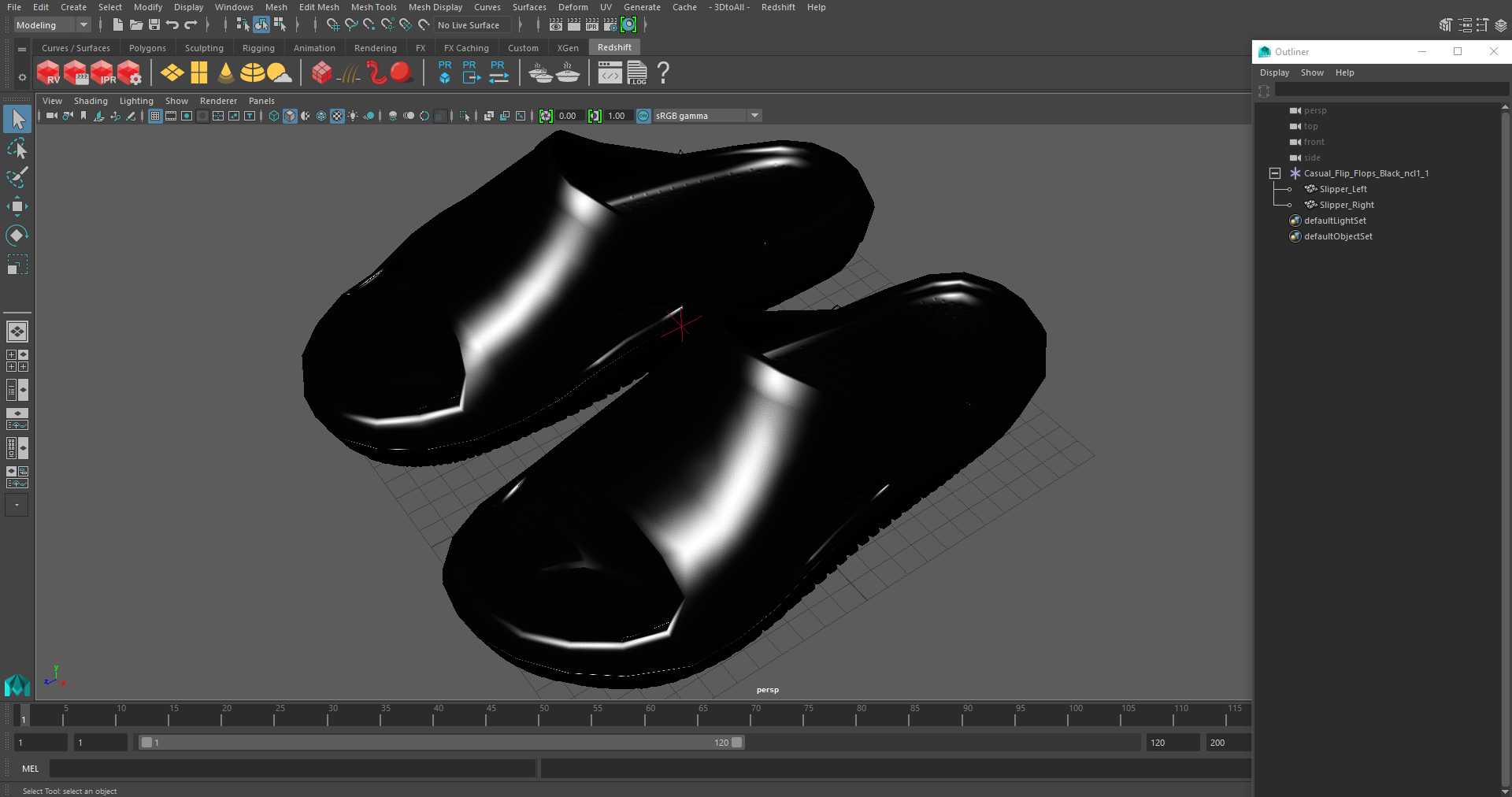 3D Casual Flip Flops Black model