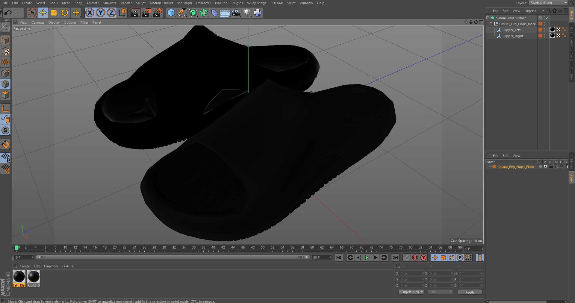 3D Casual Flip Flops Black model