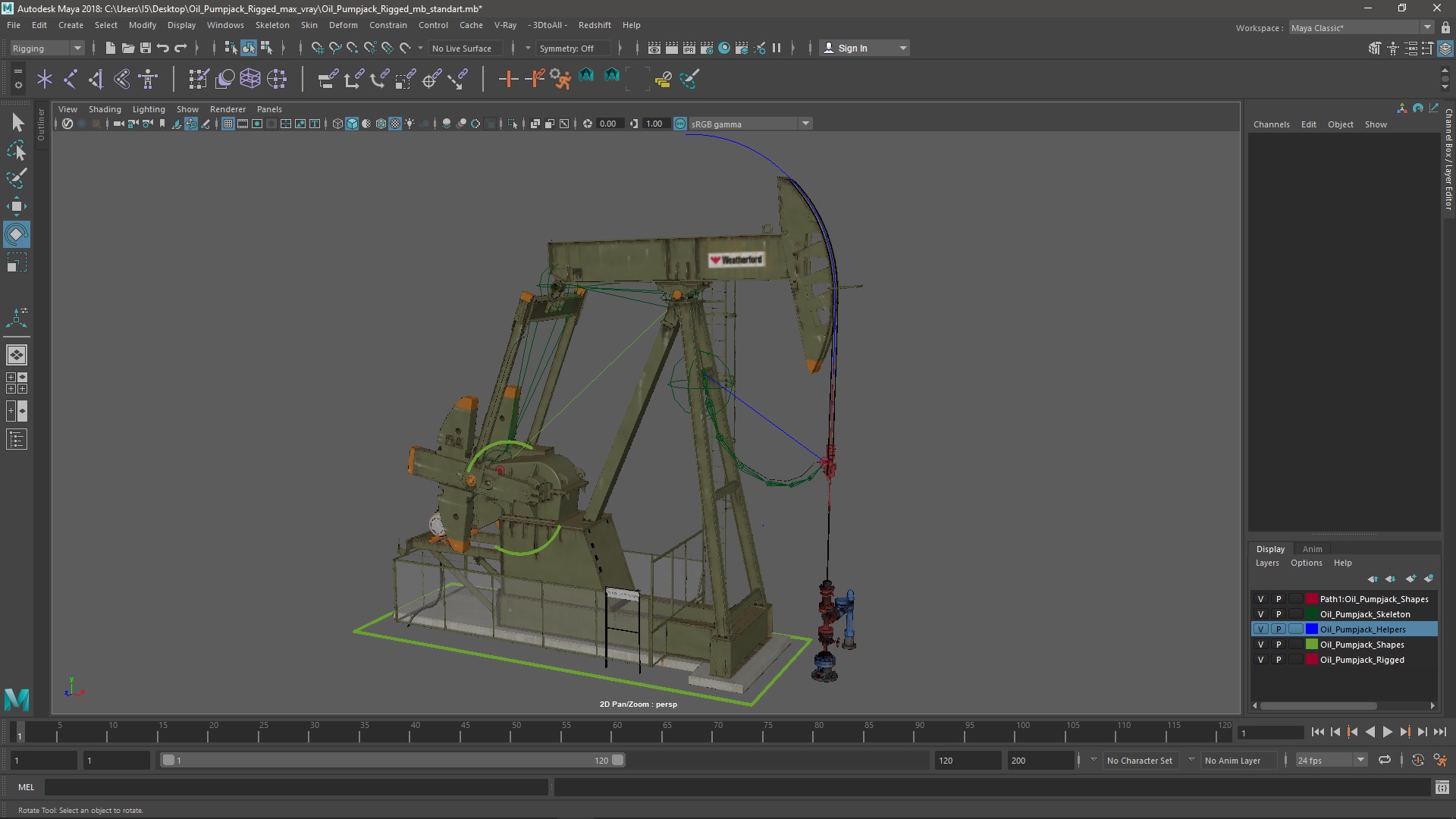3D Oil Pumpjack Rigged for Maya model