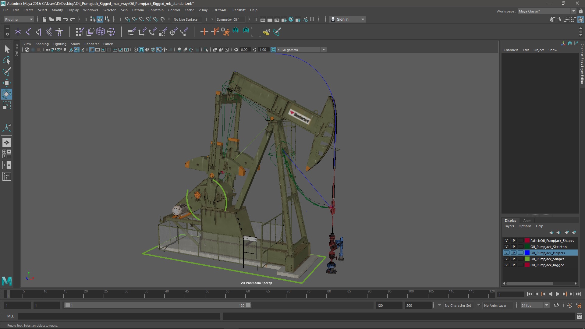 3D Oil Pumpjack Rigged for Maya model