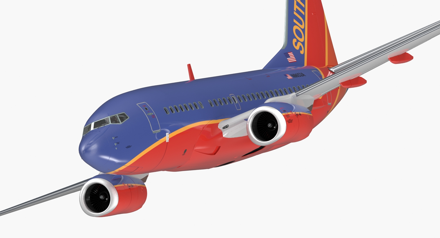 Boeing 737 600 with Interior Southwest Airlines Rigged 3D model