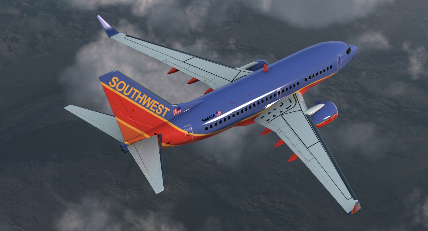 Boeing 737 600 with Interior Southwest Airlines Rigged 3D model