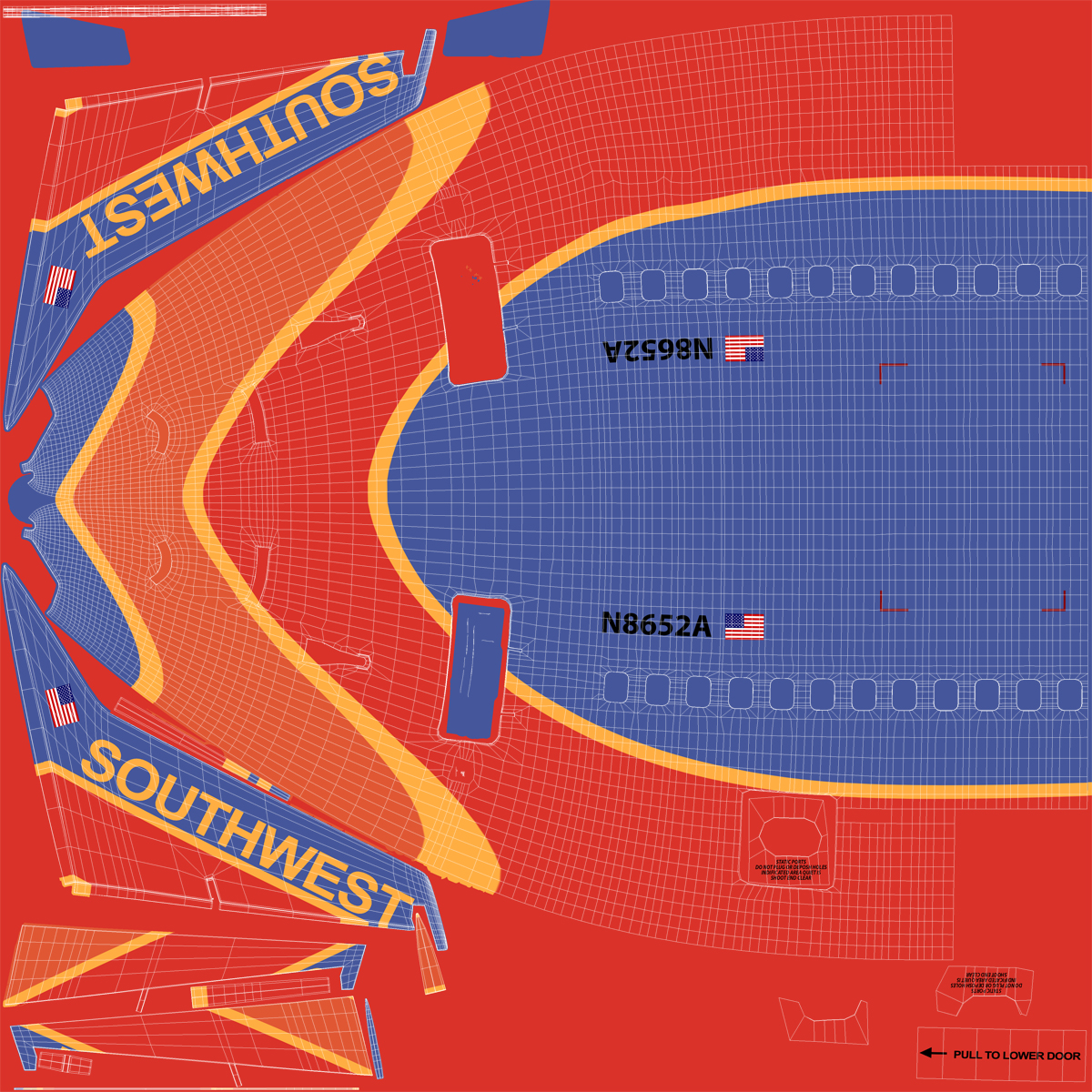 Boeing 737 600 with Interior Southwest Airlines Rigged 3D model