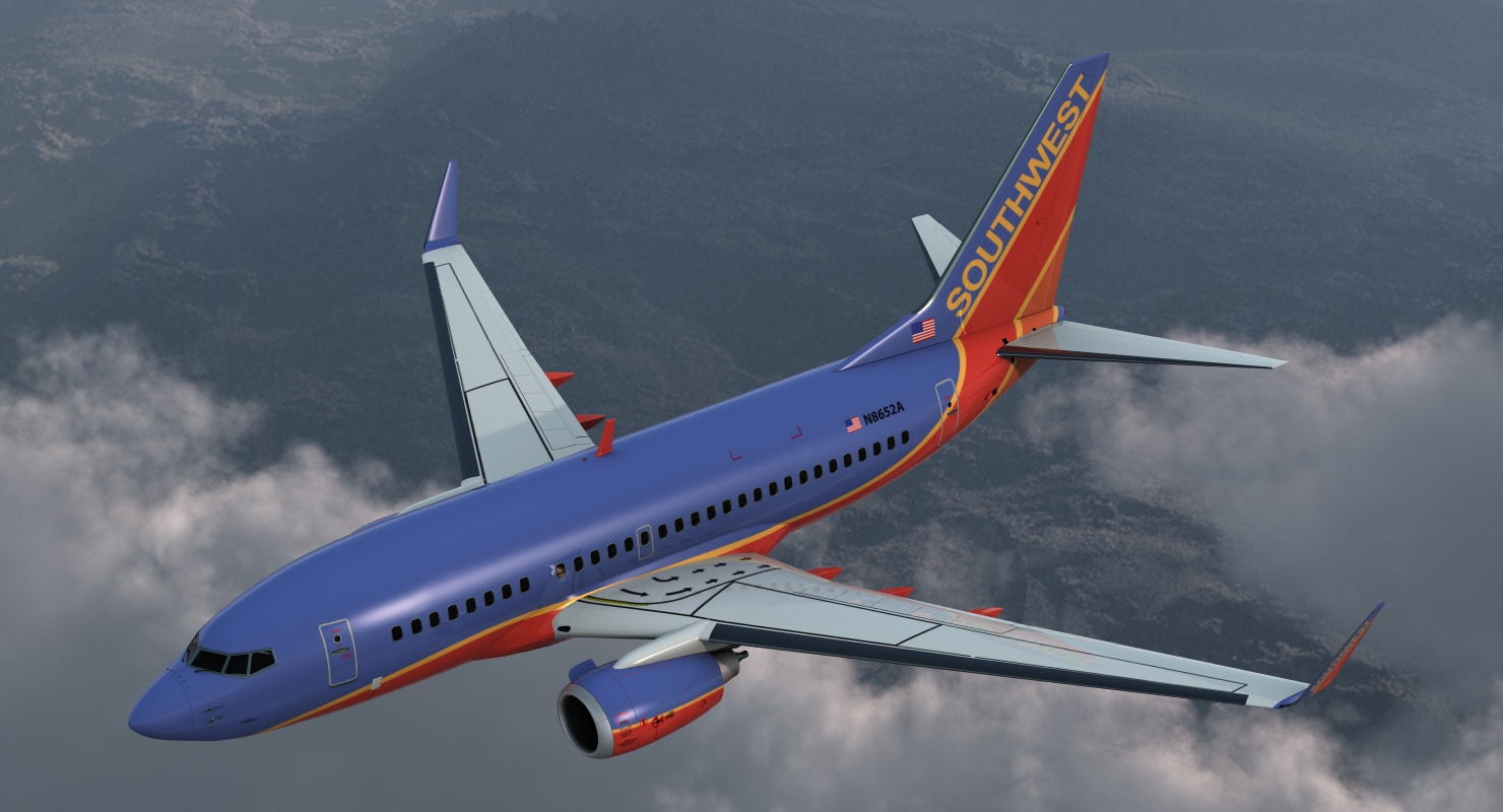 Boeing 737 600 with Interior Southwest Airlines Rigged 3D model