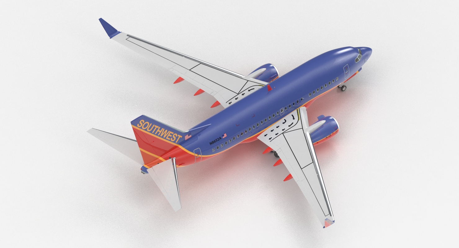 Boeing 737 600 with Interior Southwest Airlines Rigged 3D model