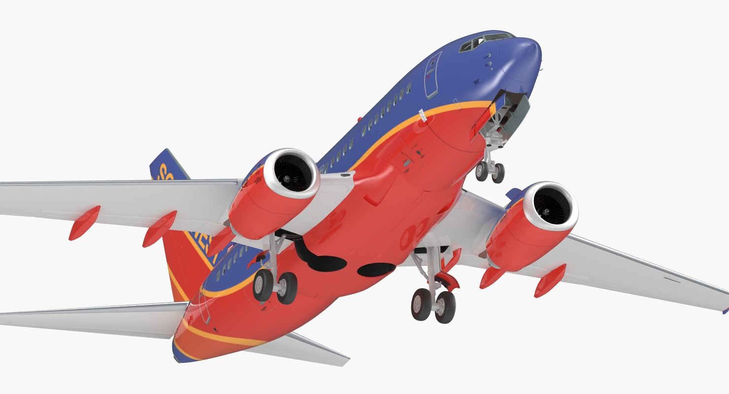 Boeing 737 600 with Interior Southwest Airlines Rigged 3D model