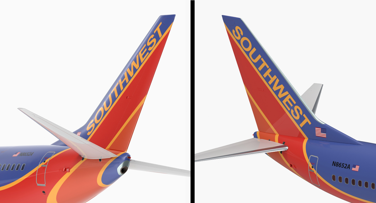Boeing 737 600 with Interior Southwest Airlines Rigged 3D model