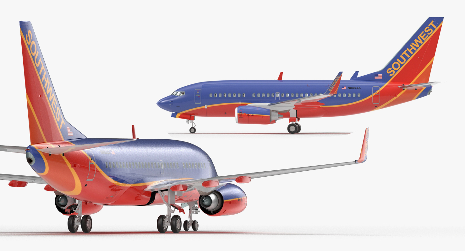 Boeing 737 600 with Interior Southwest Airlines Rigged 3D model